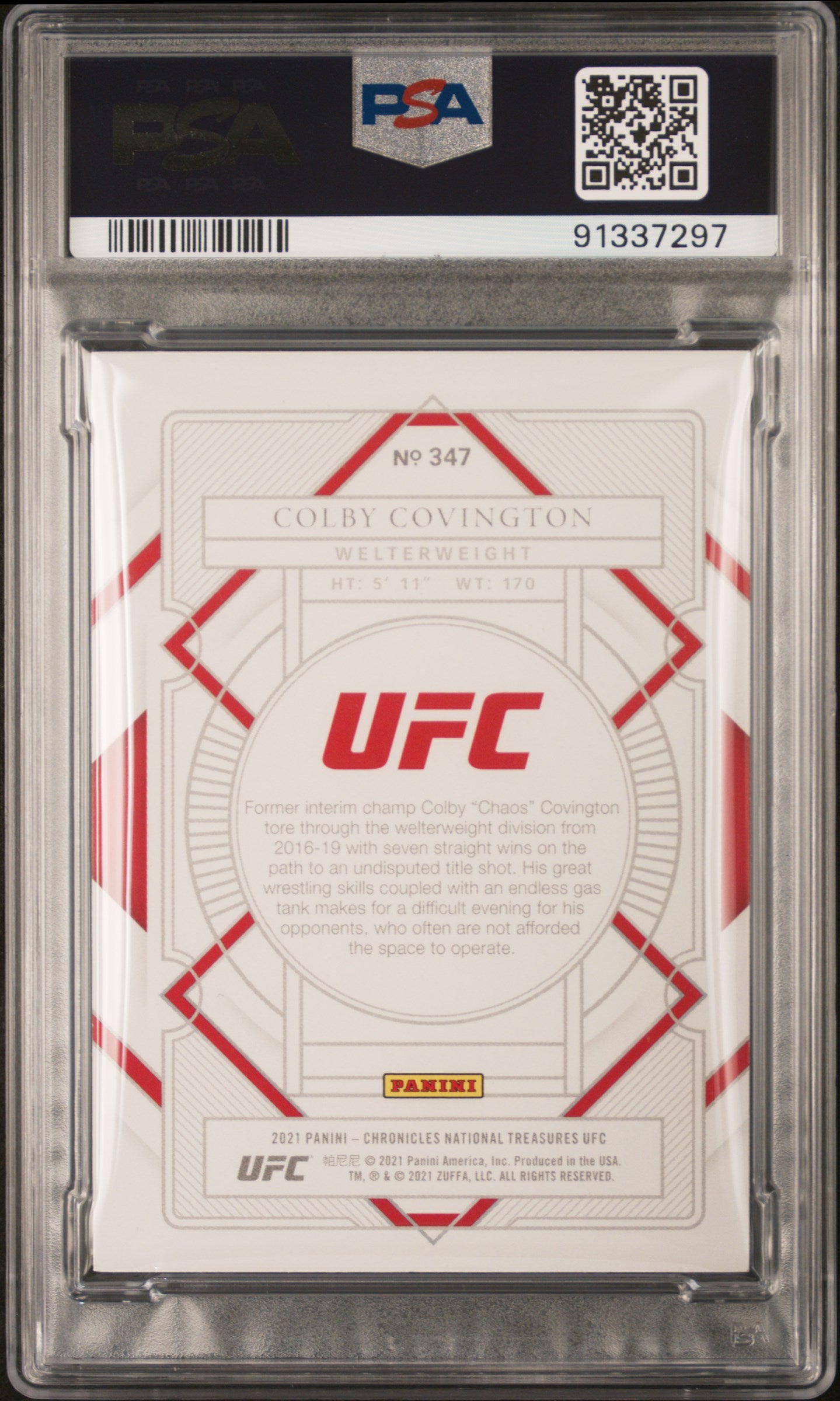 2021 Panini National Treasures Gold Colby Covington #347 /10 PSA 10
