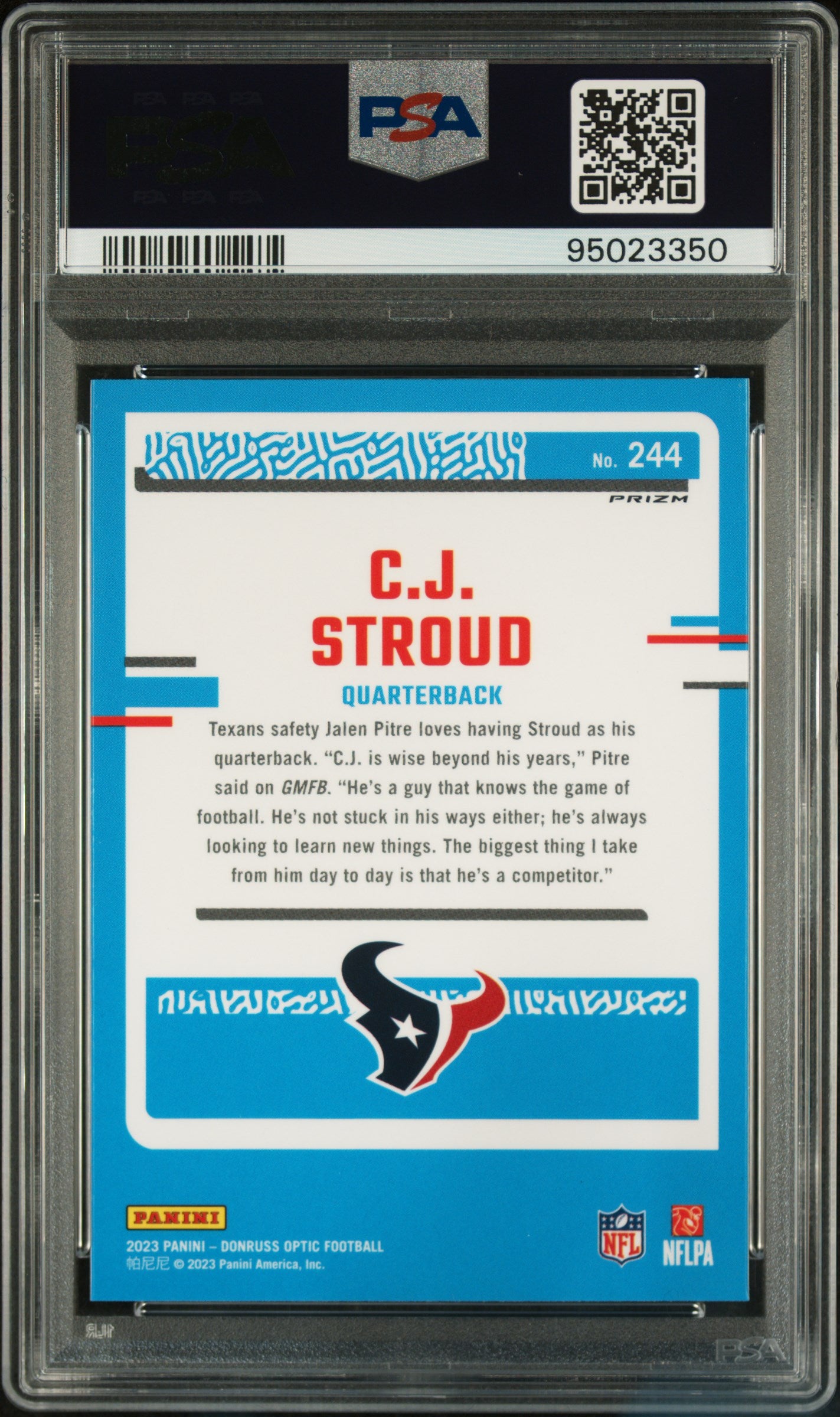 2023 Panini Donruss Optic Holo C.J. Stroud #244 RC Rated Rookie PSA 10