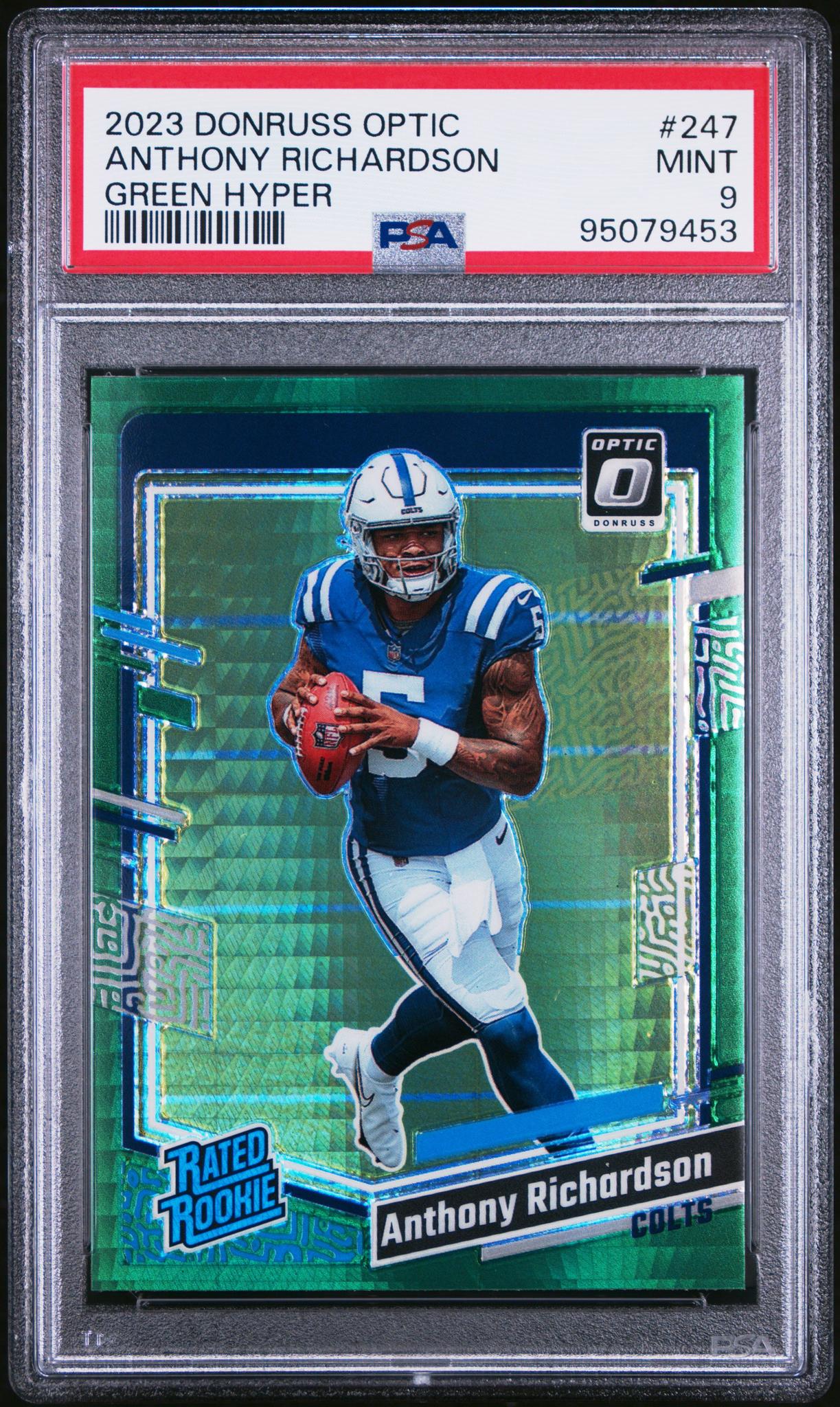 2023 Panini Donruss Optic Green Hyper Anthony Richardson #247 RC PSA 9
