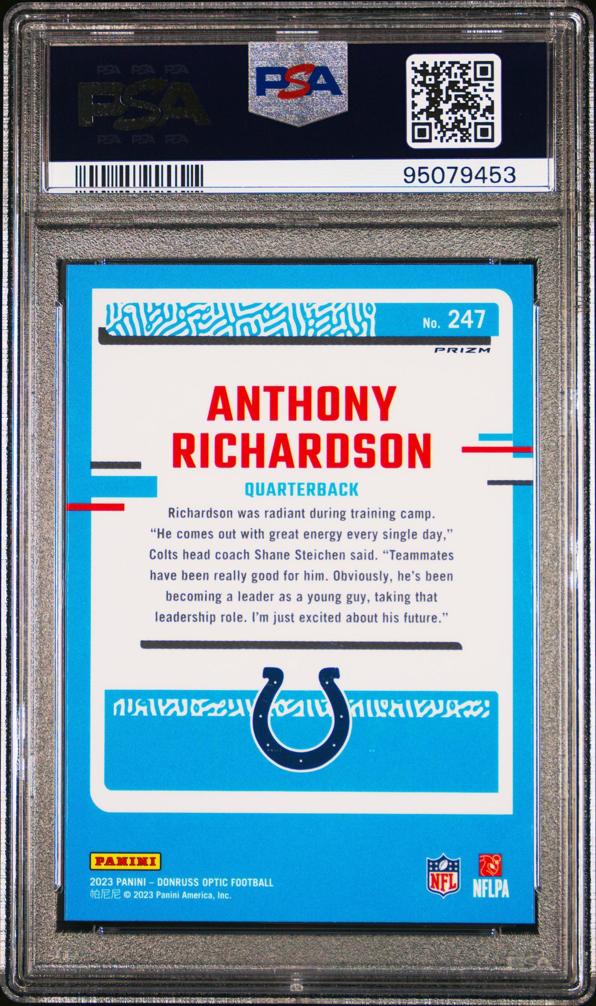 2023 Panini Donruss Optic Green Hyper Anthony Richardson #247 RC PSA 9