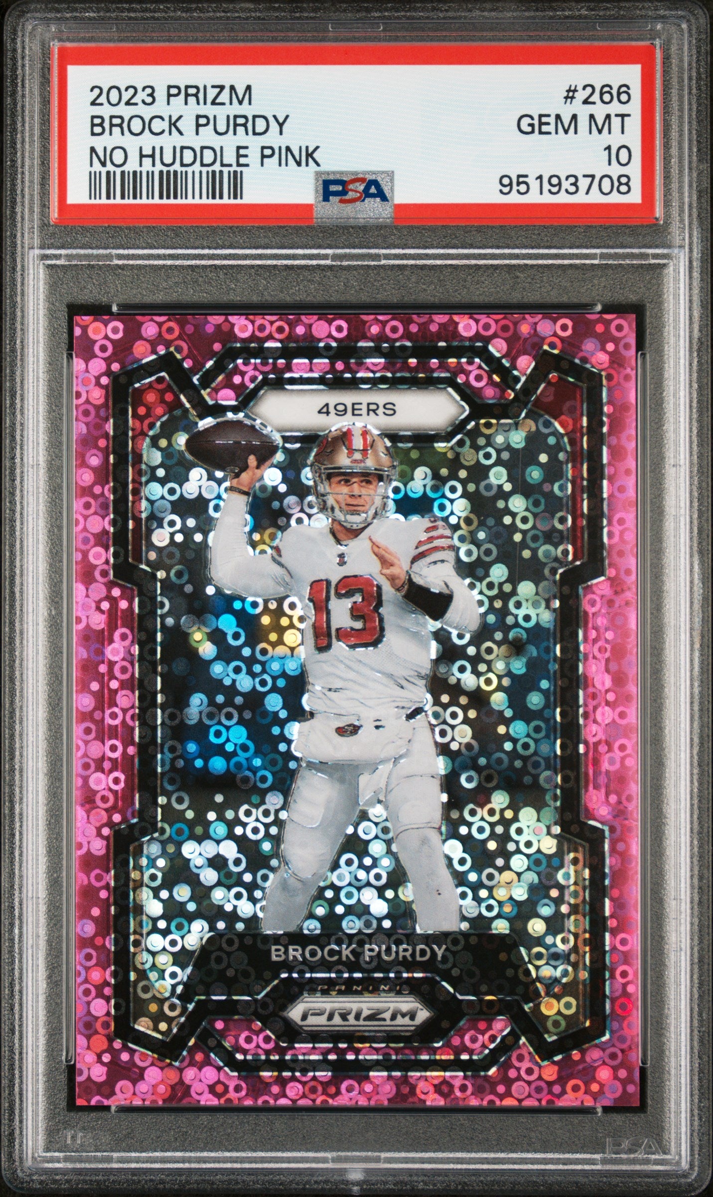 2023 Prizm No Huddle Pink Brock Purdy #266 /15 PSA 10
