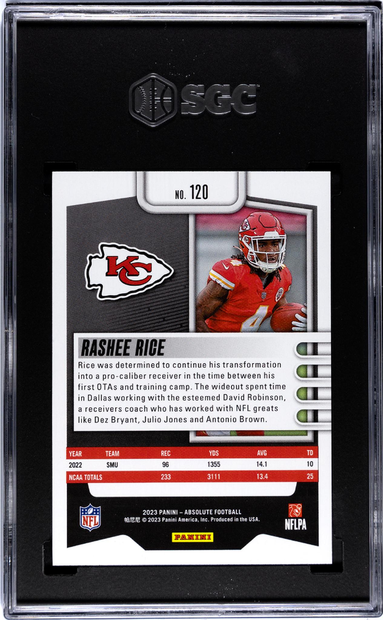 2023 Panini Absolute Black Rashee Rice #120 RC SGC 9.5