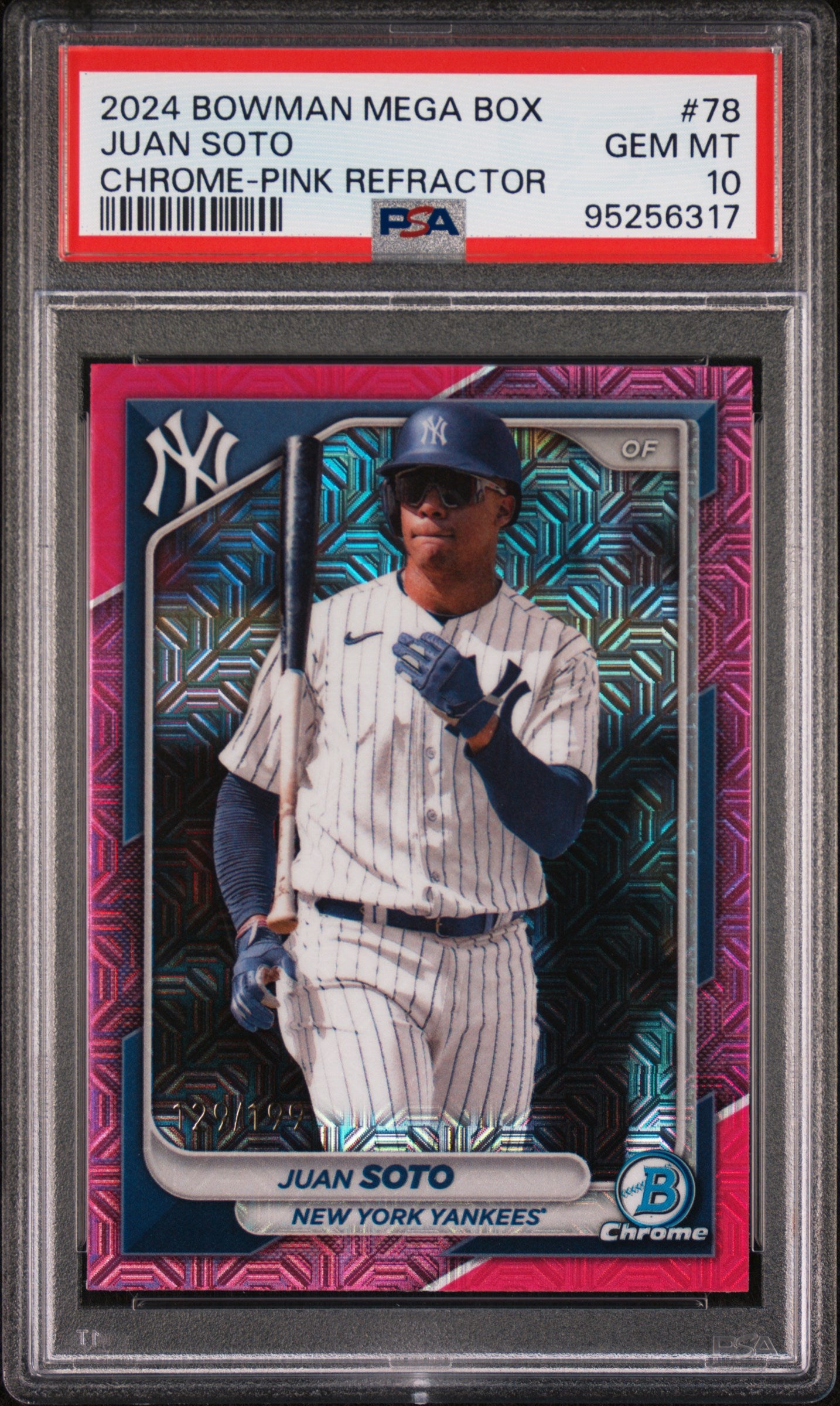 2024 Bowman Chrome Mega Box Pink Refractor Juan Soto #78 /199 PSA 10