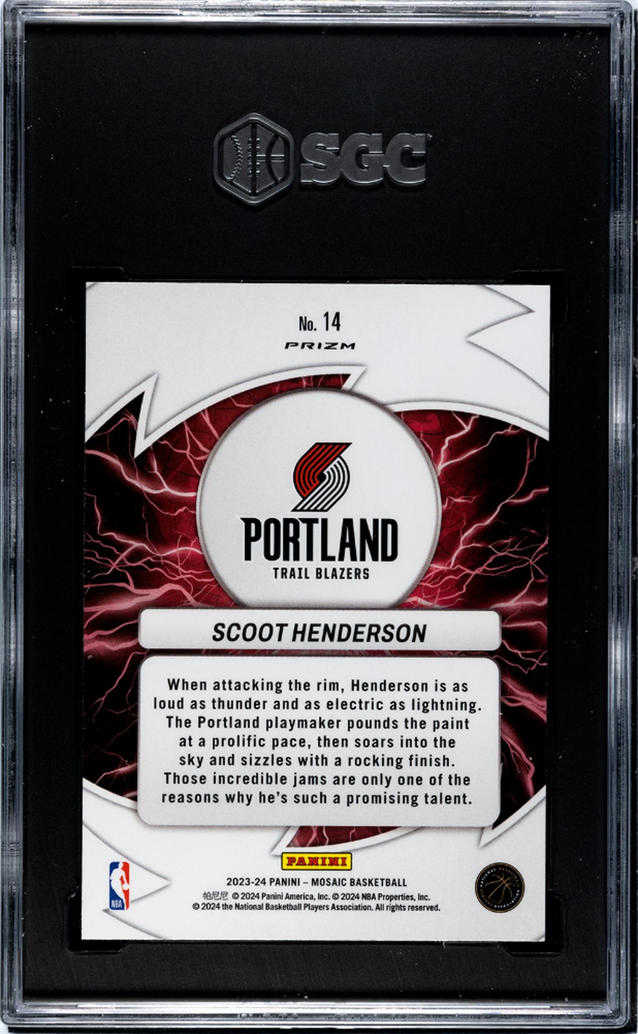 2023 Panini Mosaic #14 Scoot Henderson Green Rookie SGC 9.5