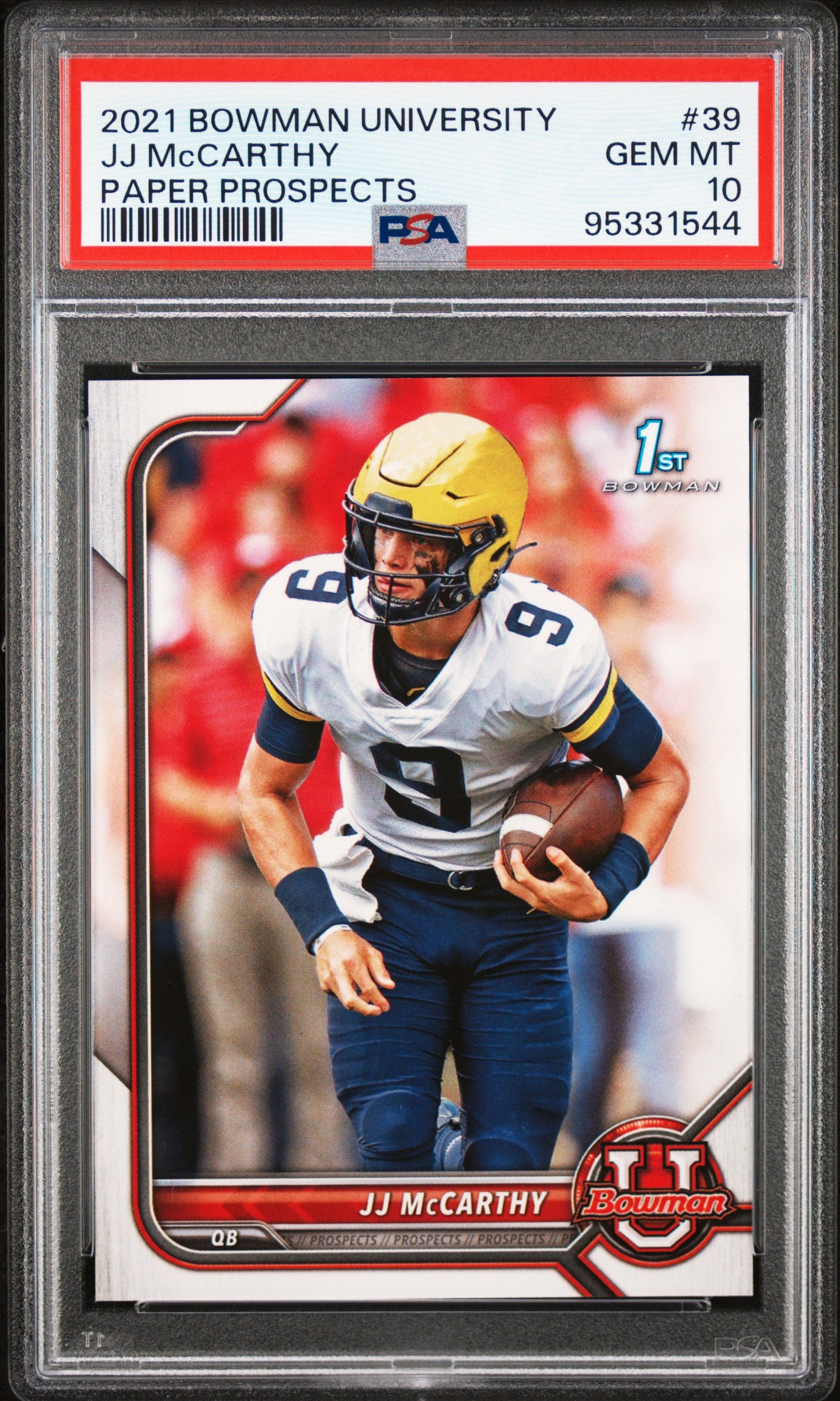 2021 Bowman University Paper Prospects JJ McCarthy #39 PSA 10