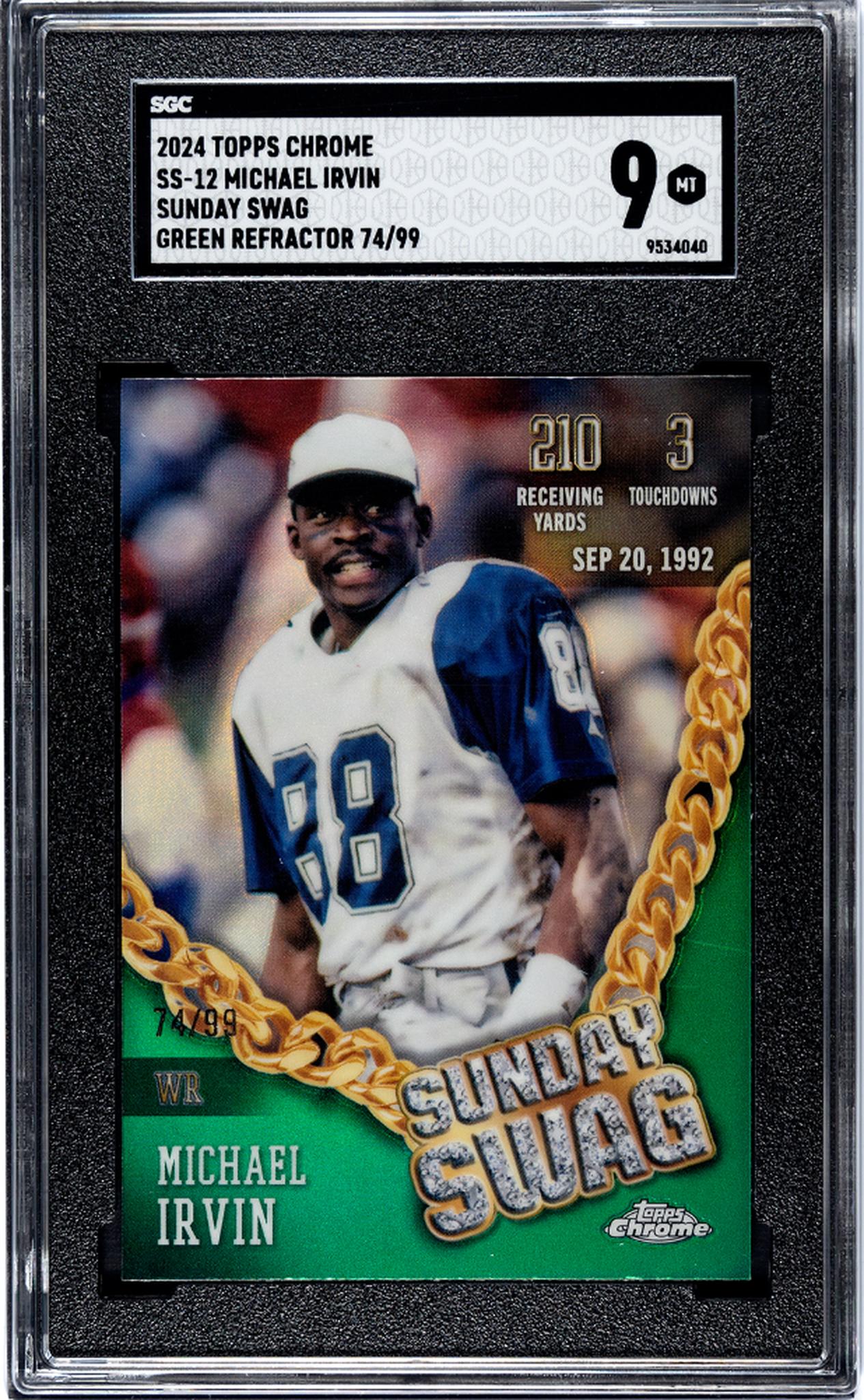 2024 Topps Chrome Sunday Swag Green Refractor Michael Irvin #SS-12 /99 SGC 9