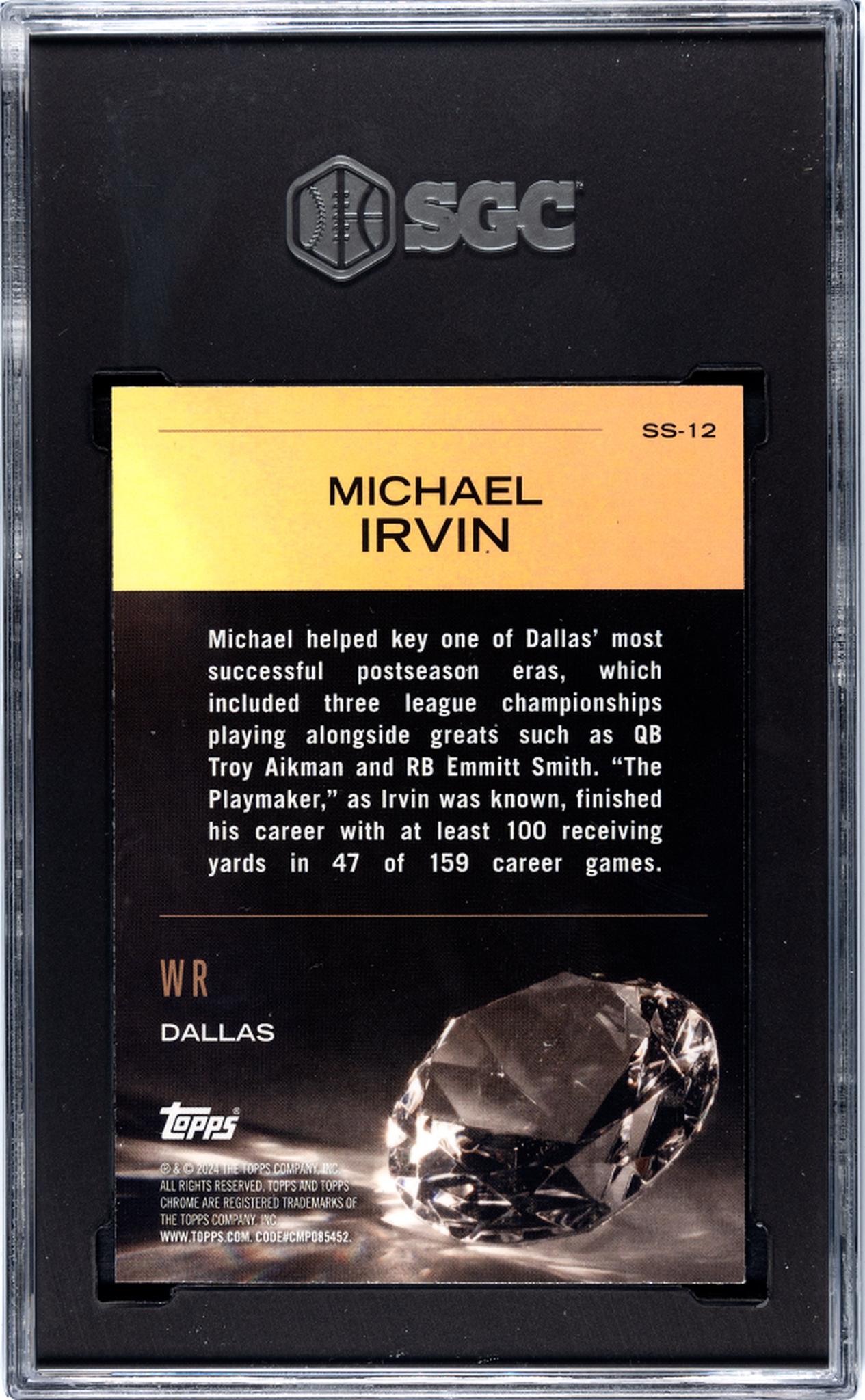 2024 Topps Chrome Sunday Swag Green Refractor Michael Irvin #SS-12 /99 SGC 9