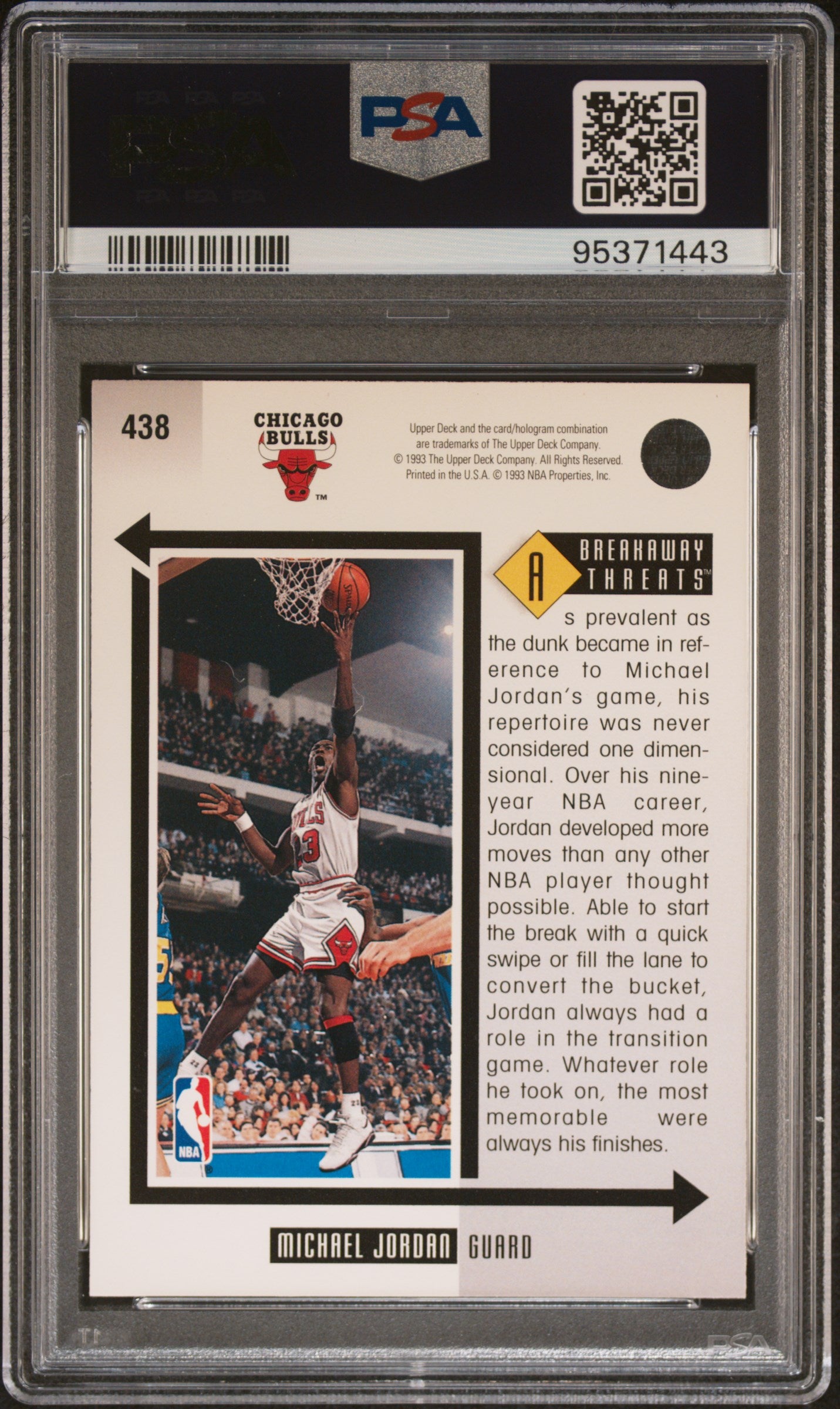 1993 Upper Deck Breakaway Threats Michael Jordan #438 PSA 9