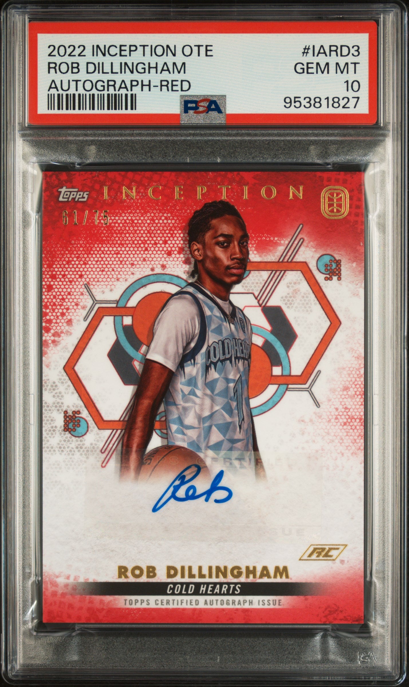 2022 Inception #IARD3 Rob Dillingham Inception Autograph /75 Auto PSA 10