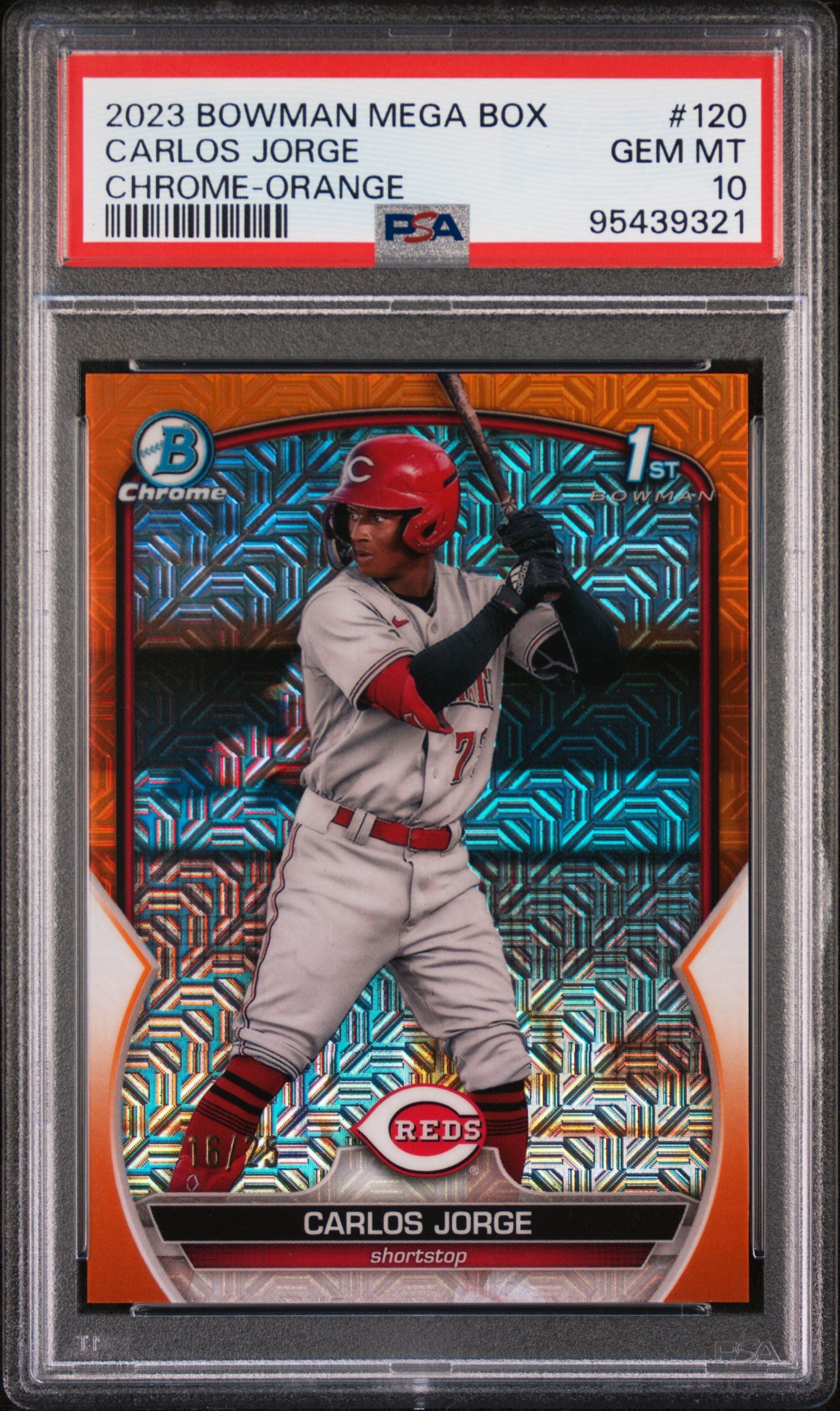 2023 Bowman Chrome Orange Carlos Jorge #BCP-120 /25 PSA 10