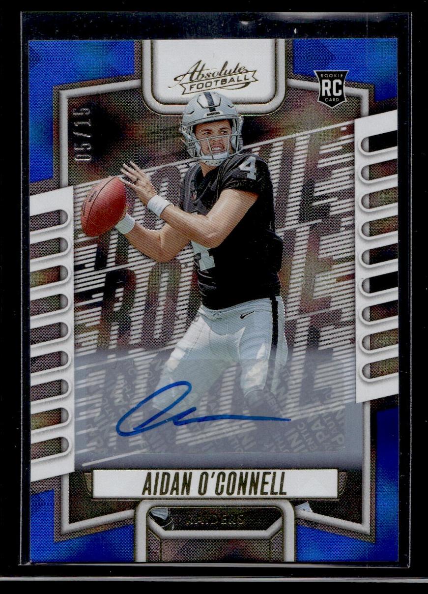 2023 Panini Absolute #138 Aidan O'Connell Blue Rookie /15 Auto Raiders