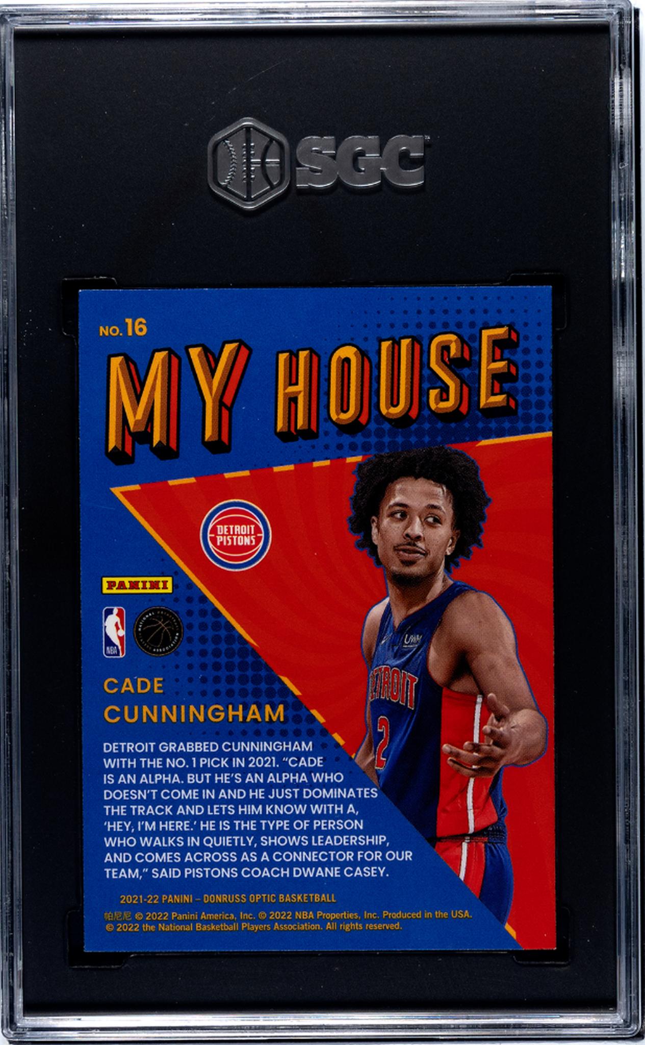 2021-22 Panini Donruss Optic My House Cade Cunningham #16 RC SGC 8