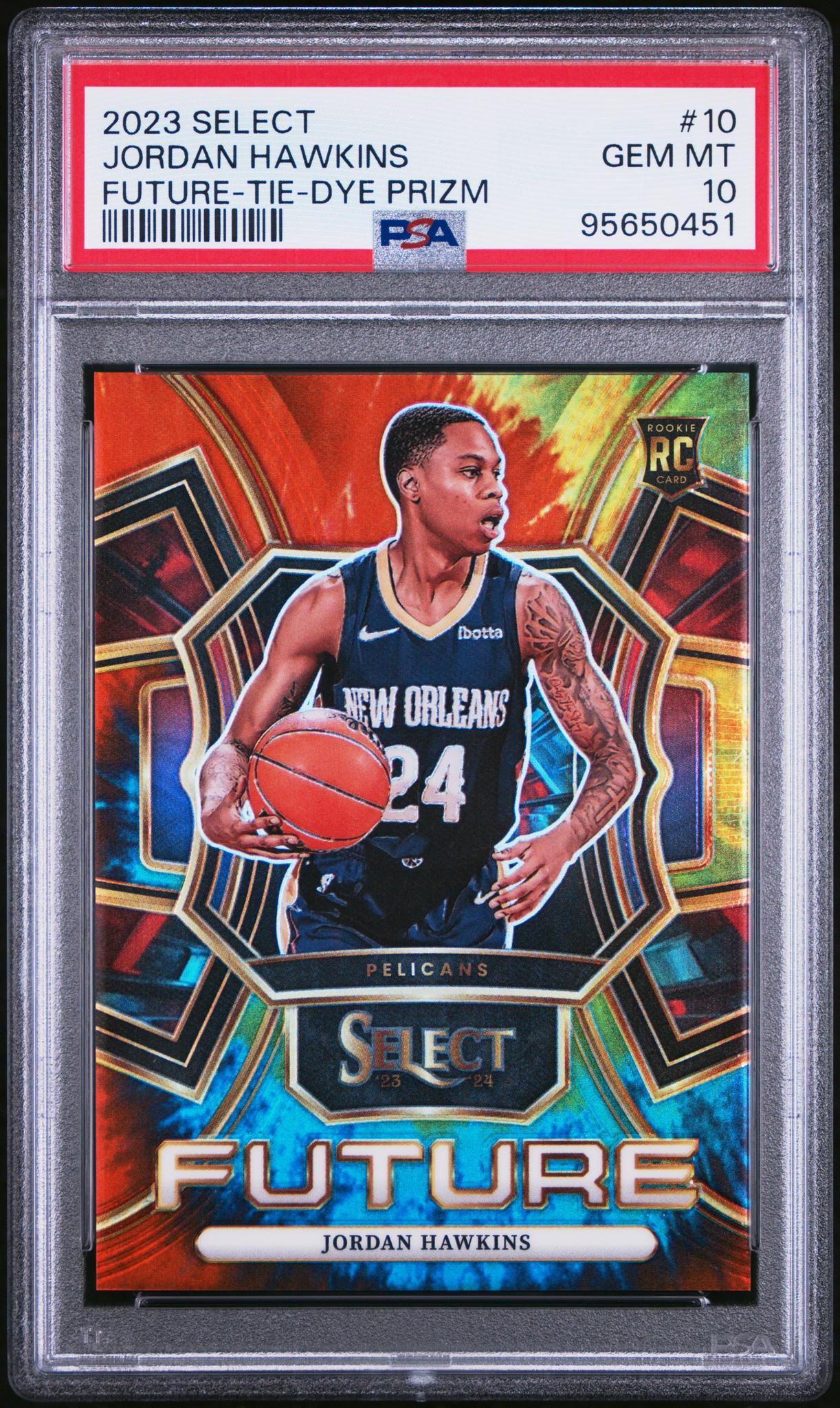2023 Panini Select Select Future Tie-Dye Prizm Jordan Hawkins #10 /25 PSA 10