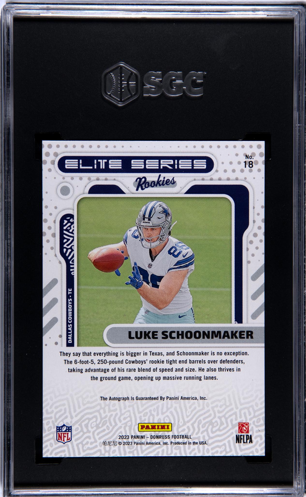 2023 Donruss #18 Luke Schoonmaker Elite Series Rookies /99 SGC 9.5