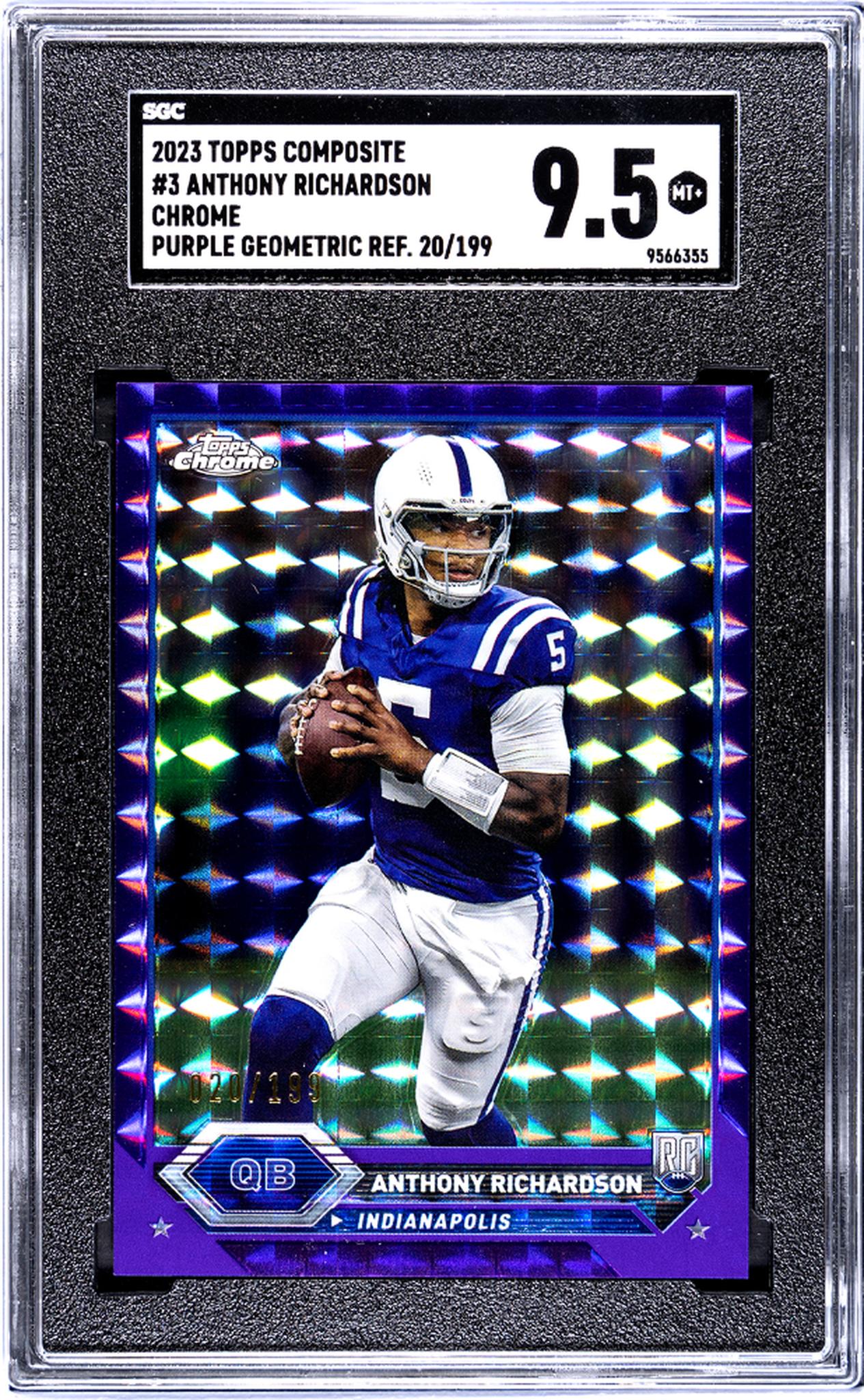 2023 Topps Composite #3 Anthony Richardson Chrome Purple Geometric Refractor /199 SGC 9.5