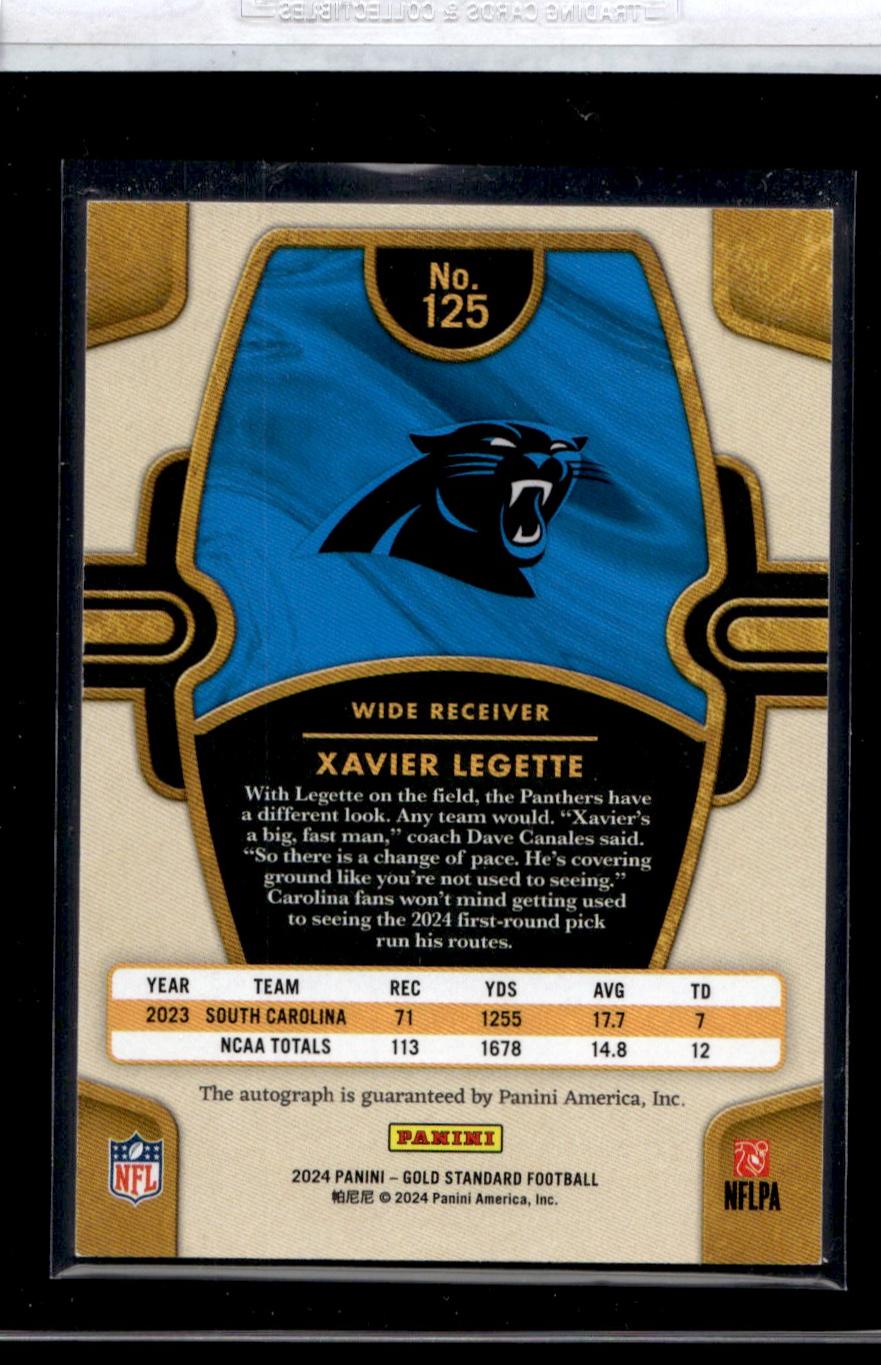 2024 Panini Gold Standard #125 Xavier Legette Rookie /199 Auto Panthers