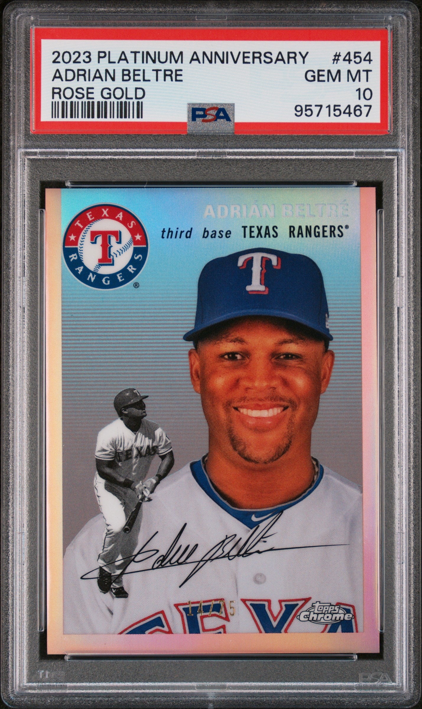 2023 Topps Platinum Anniversary Rose Gold Adrian Beltre #454 PSA 10