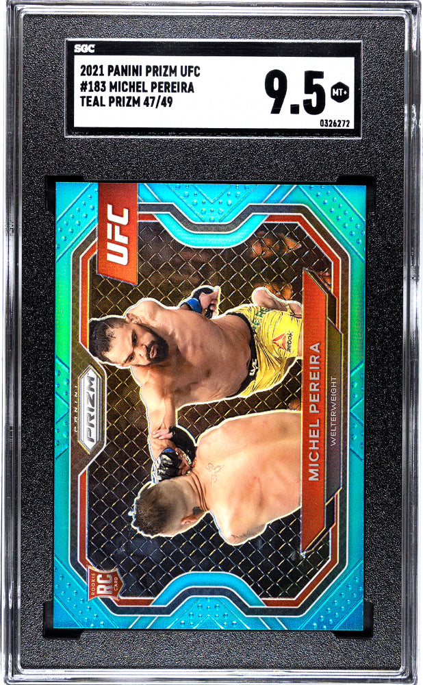 2021 Panini Prizm UFC Teal Prizm Michel Pereira #183 /49 SGC 9.5