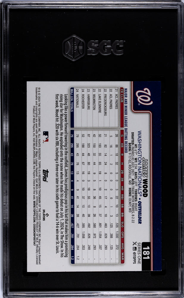 2025 Topps #181 James Wood SGC 9.5