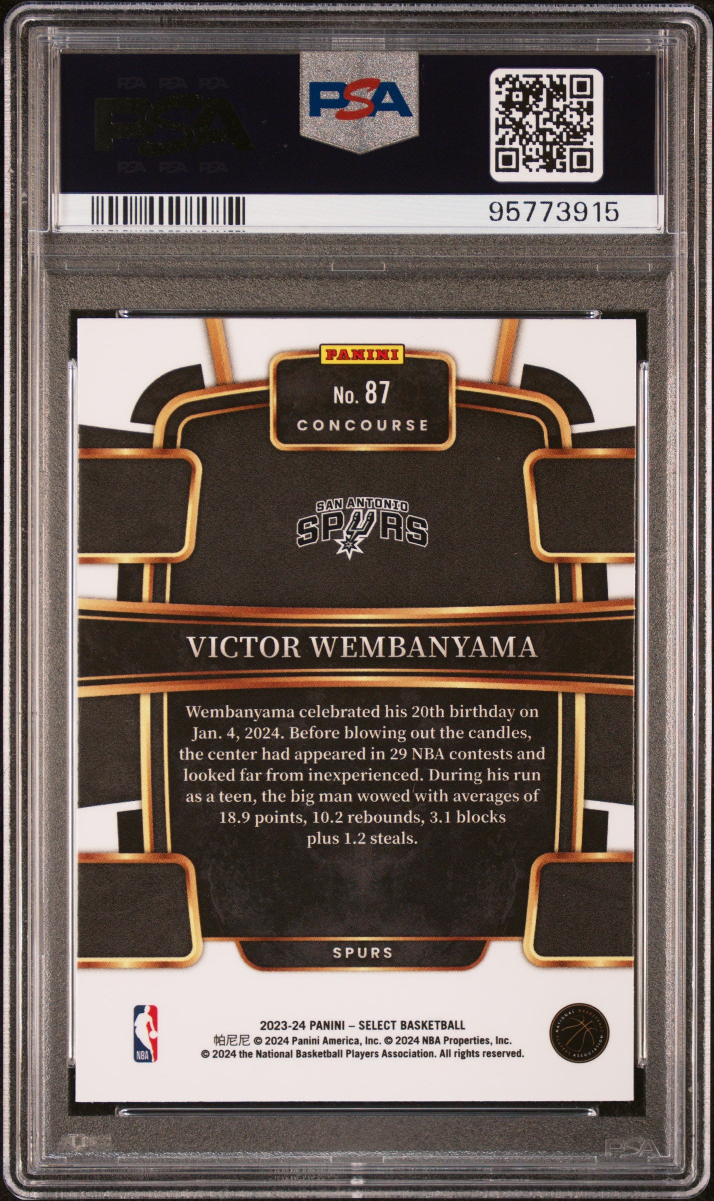 2023 Panini Select Concourse Blue Victor Wembanyama #87 PSA 9
