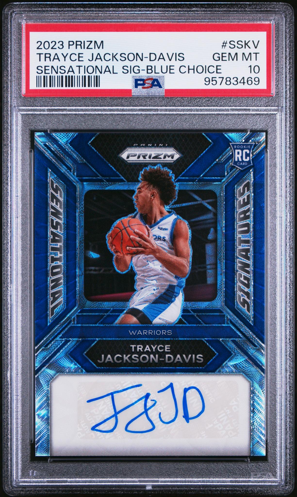 2023 Prizm #SSKV TRAYCE JACKSON-DAVIS SENSATIONAL SIG-BLUE CHOICE /49 PSA 10