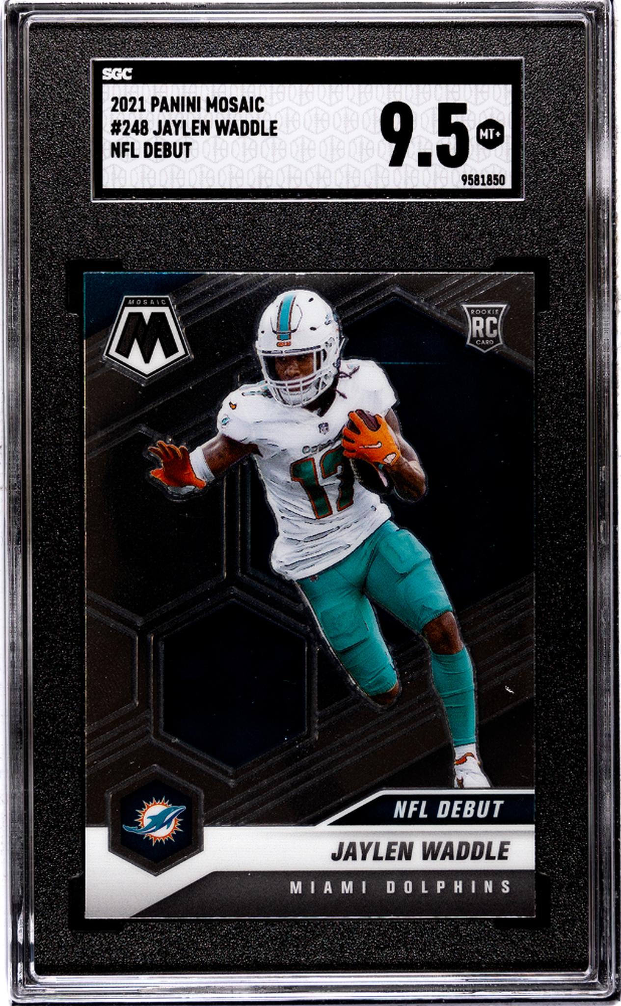 2021 Panini Mosaic #248 Jaylen Waddle NFL Debut Rookie SGC 9.5