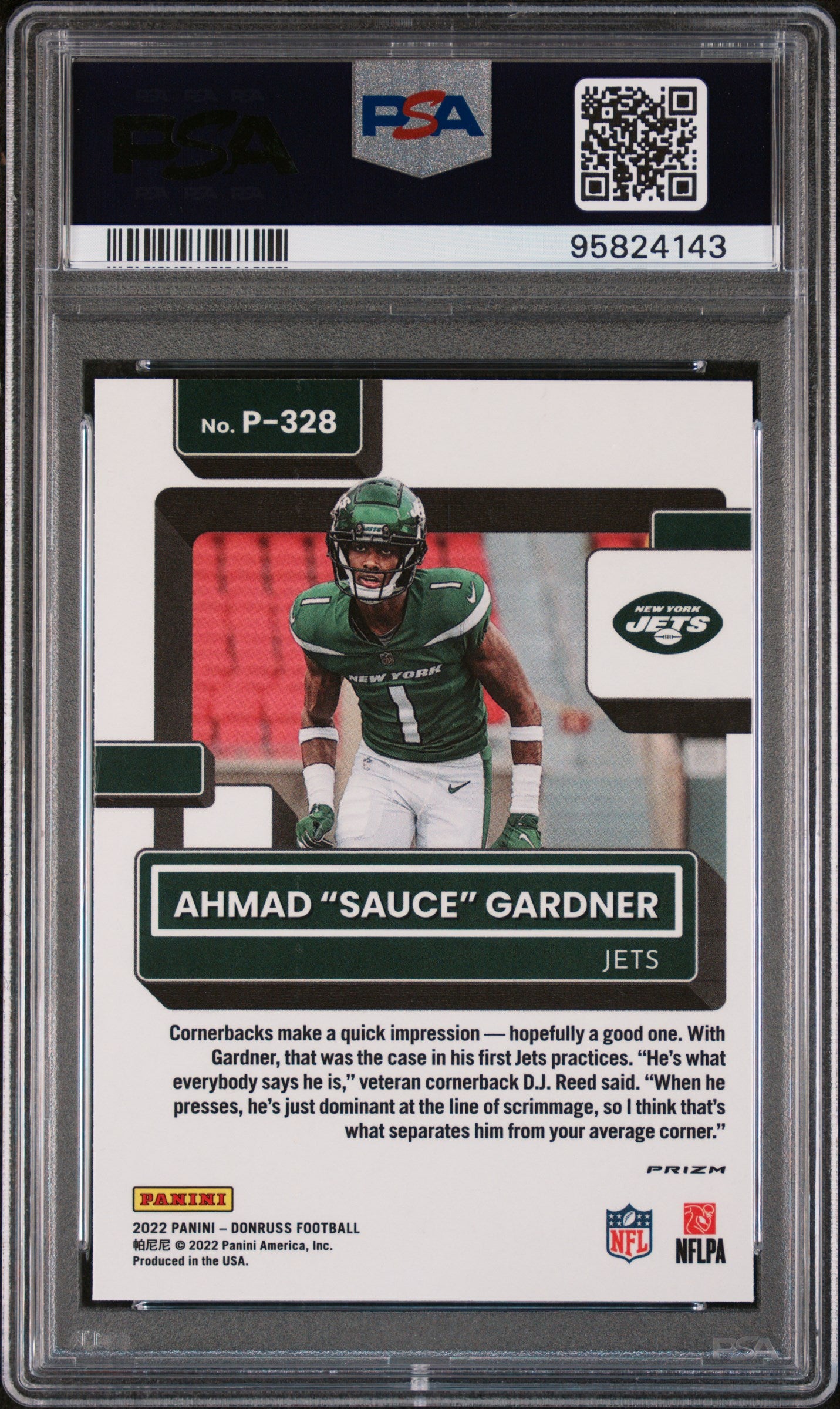 2022 Panini Donruss Optic Preview Green Mojo Ahmad Sauce Gardner #P328 RC PSA 9