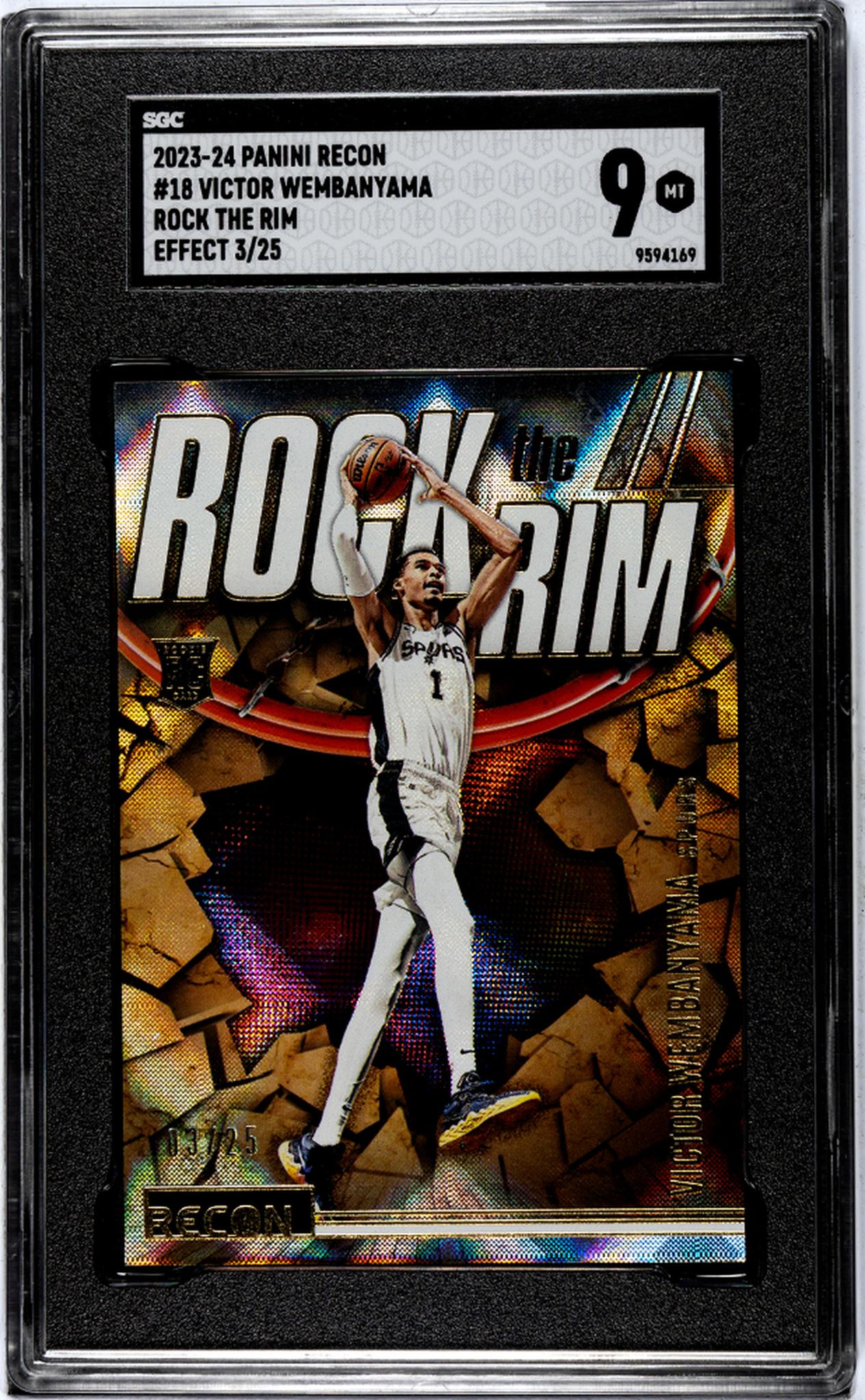 2023-24 Panini Recon Rock The Rim Effect Victor Wembanyama #18 RC /25 SGC 9
