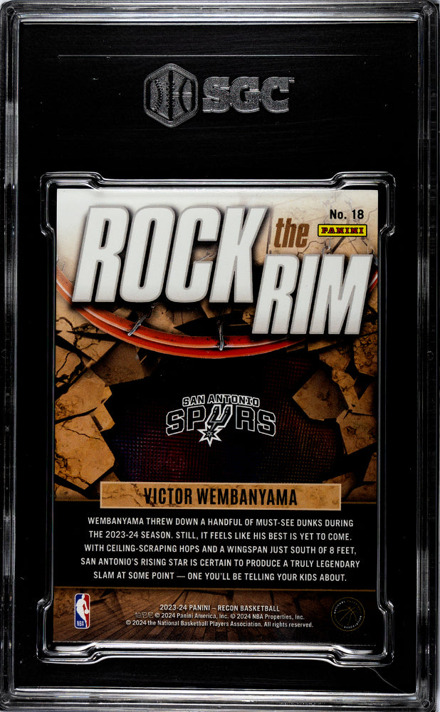 2023-24 Panini Recon Rock The Rim Effect Victor Wembanyama #18 RC /25 SGC 9