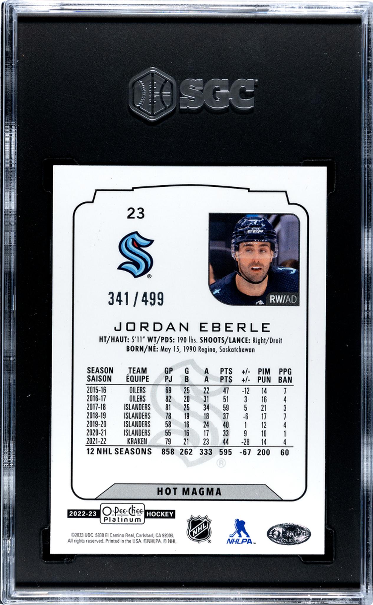 2022-23 O-Pee-Chee Platinum Hot Magma Jordan Eberle #23 /499 SGC 10