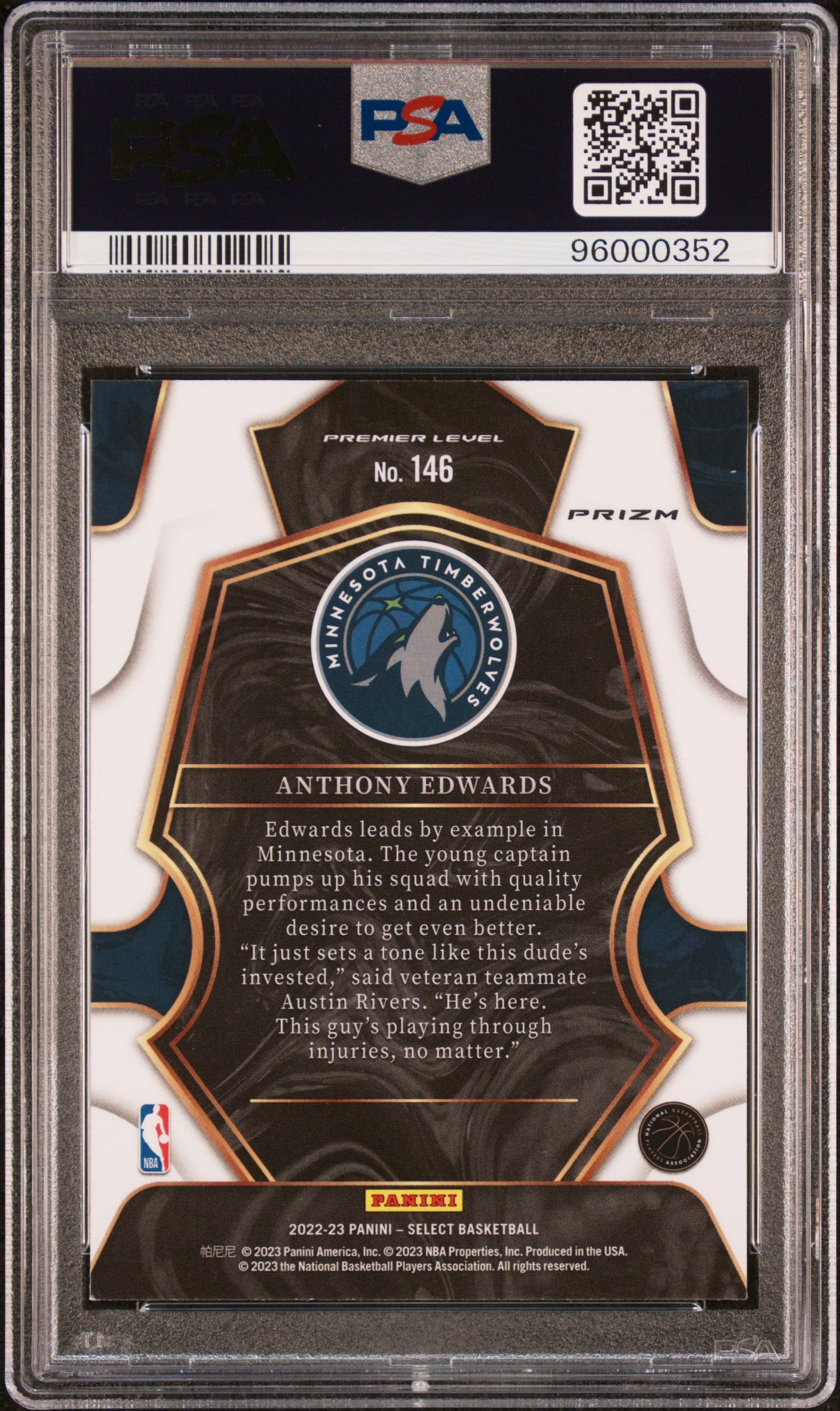 2022 Select #146 Anthony Edwards Elephant PSA 9