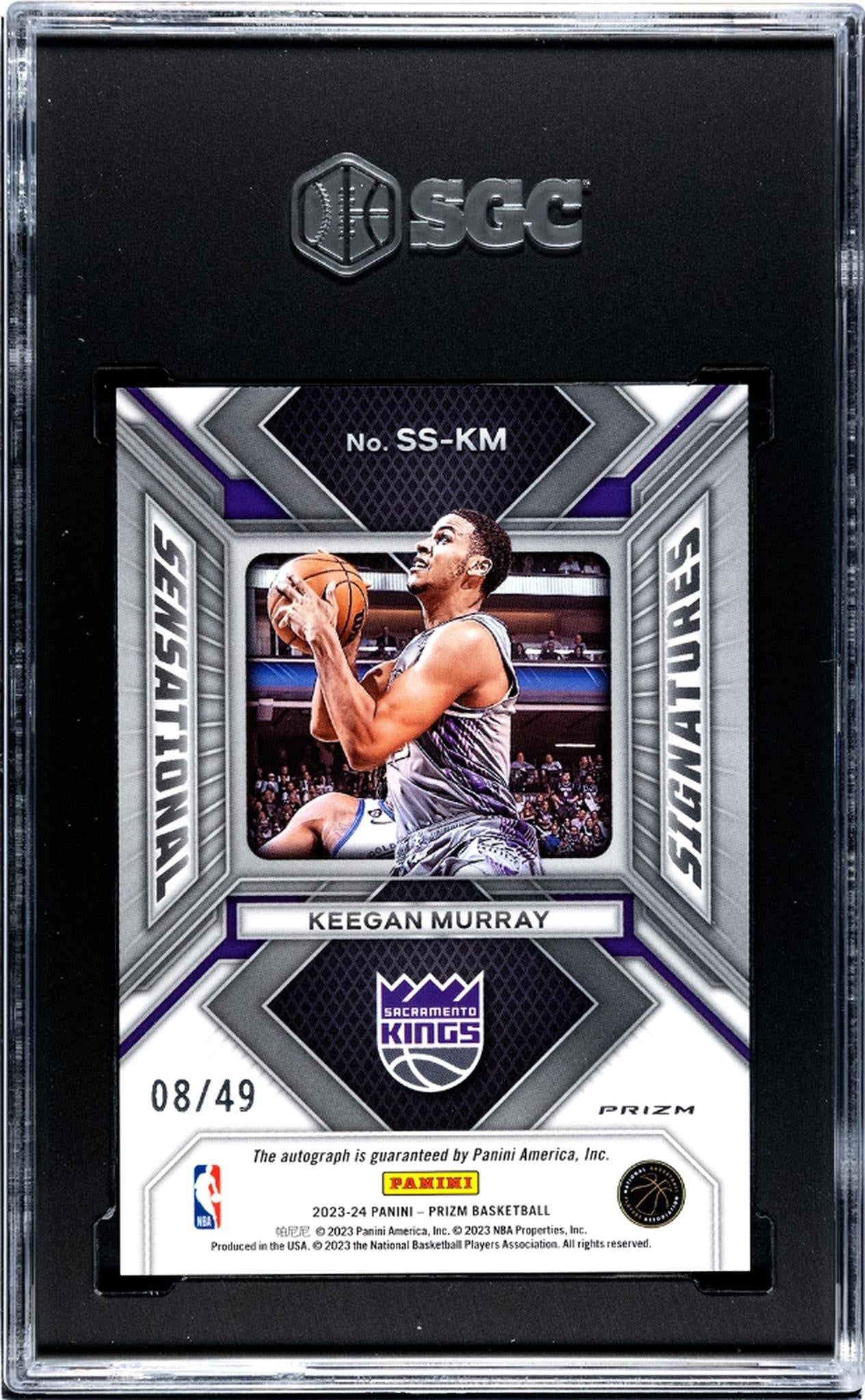 2023-24 Panini Prizm #SS-KM Keegan Murray Sensational Sigs. Choice Blue Prizm 8/49 SGC 9.5