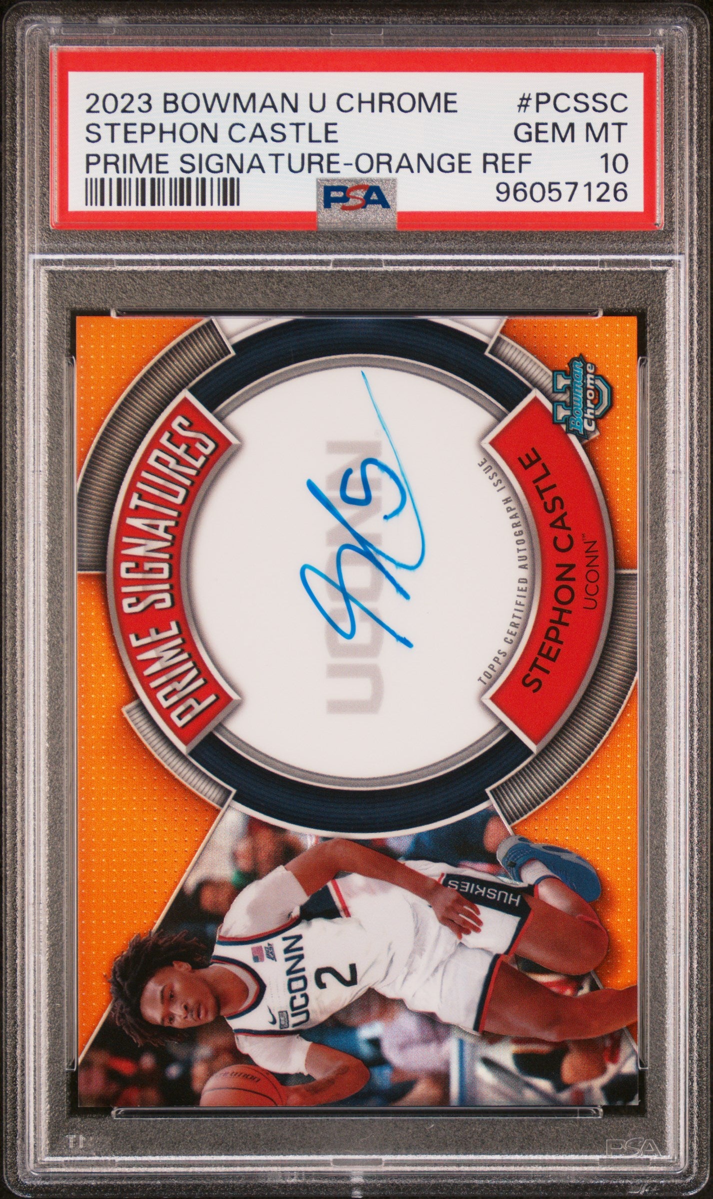 2023 Bowman University Chrome Prime Signatures Orange Stephon Castle #PCSSC /25 PSA 10