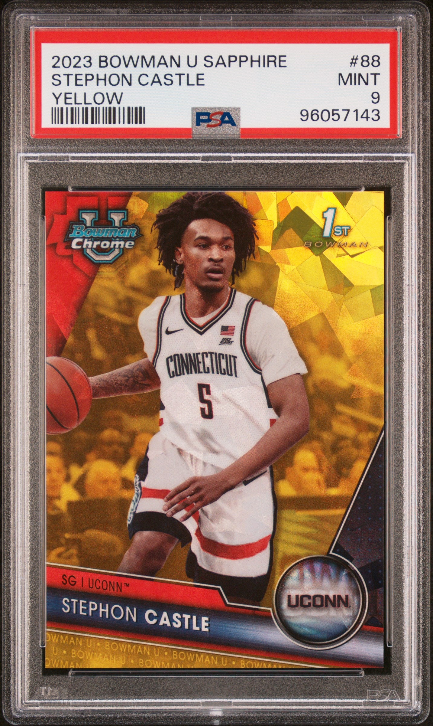 2023 Bowman University Chrome Sapphire Yellow Stephon Castle #88 /75 PSA 9