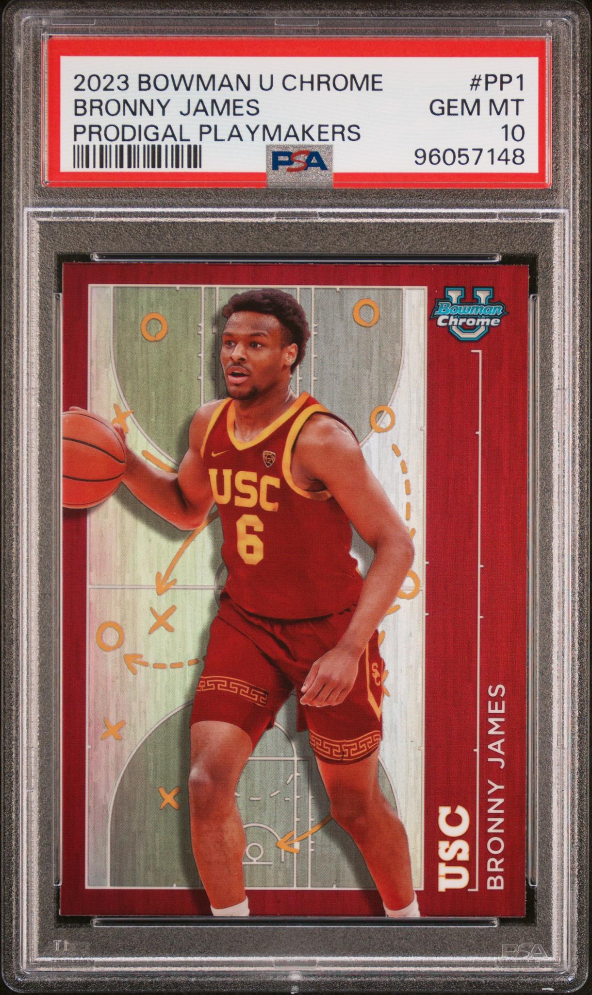 2023 Bowman University Chrome Prodigal Playmakers Bronny James Jr. #PP1 PSA 10