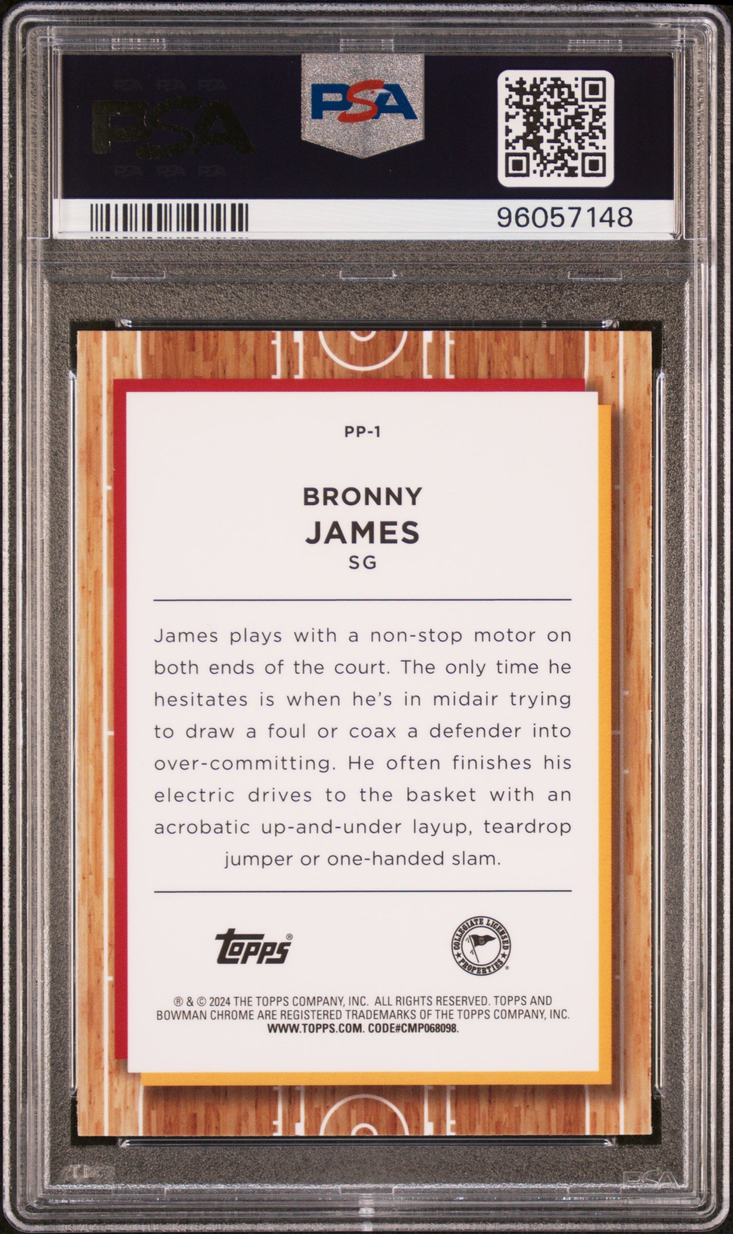 2023 Bowman University Chrome Prodigal Playmakers Bronny James Jr. #PP1 PSA 10