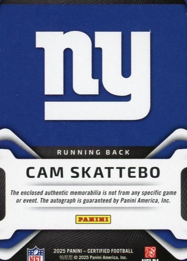 2025 Certified FBC-CSO Cam Skattebo Freshman Fabric Auto /499