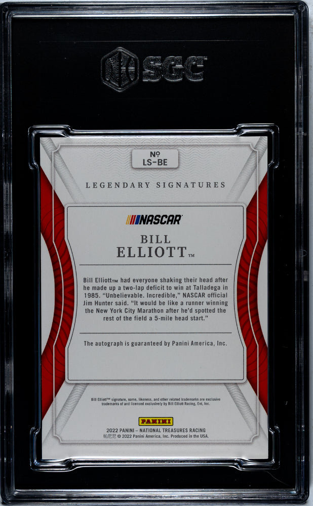 2022 Panini National Treasures Legendary Signatures Bill Elliott #LS-BE /99 SGC 9 Auto 10
