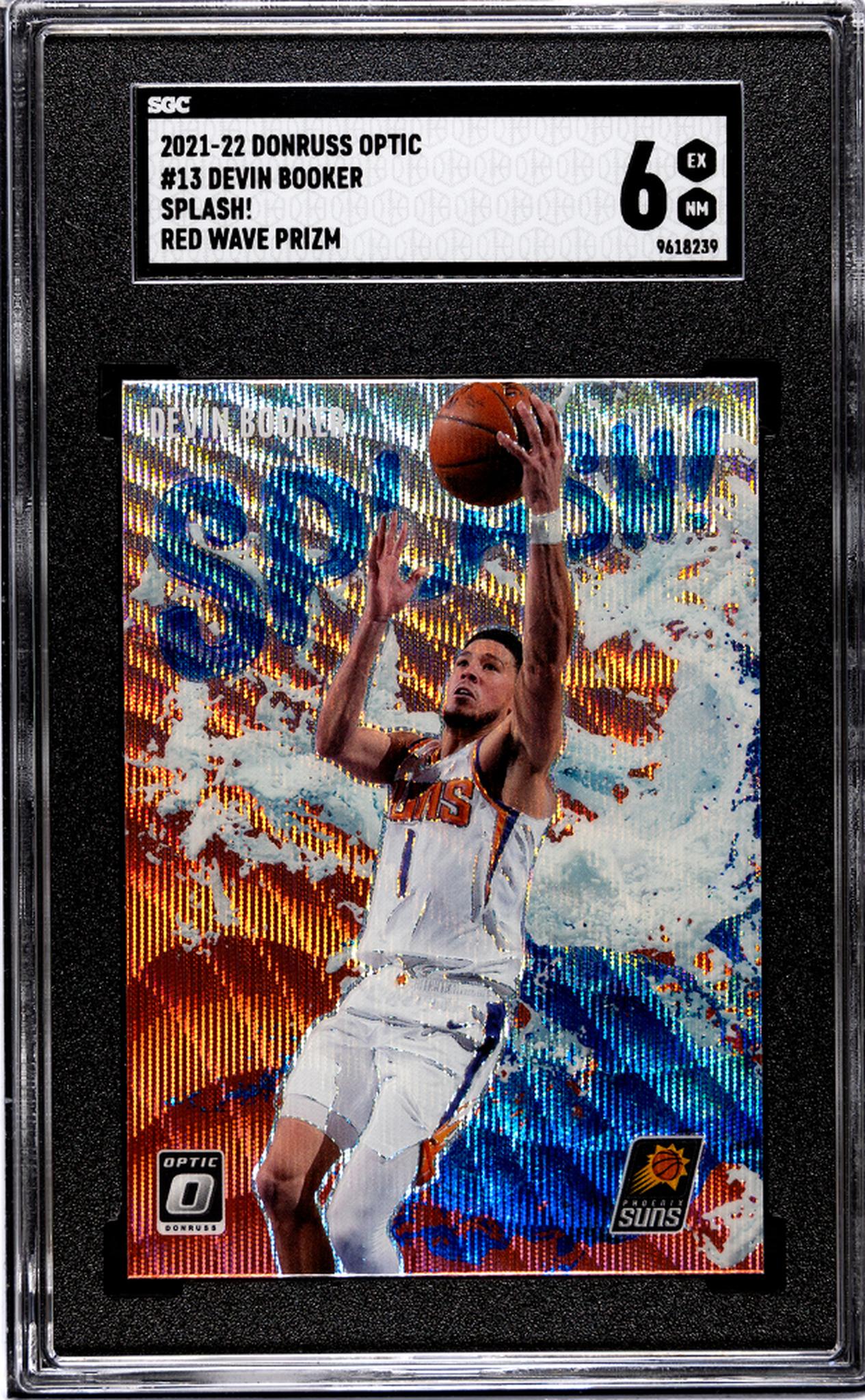 2021-22 Donruss Optic #13 Devin Booker Splash! Red Wave Prizm SGC 6