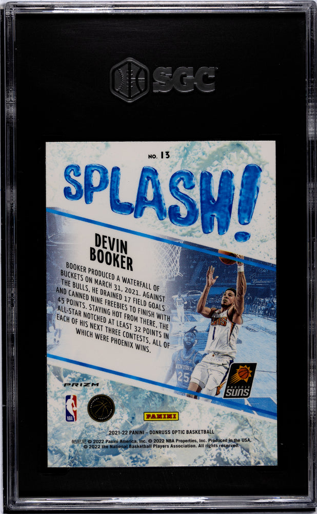 2021-22 Donruss Optic #13 Devin Booker Splash! Red Wave Prizm SGC 6