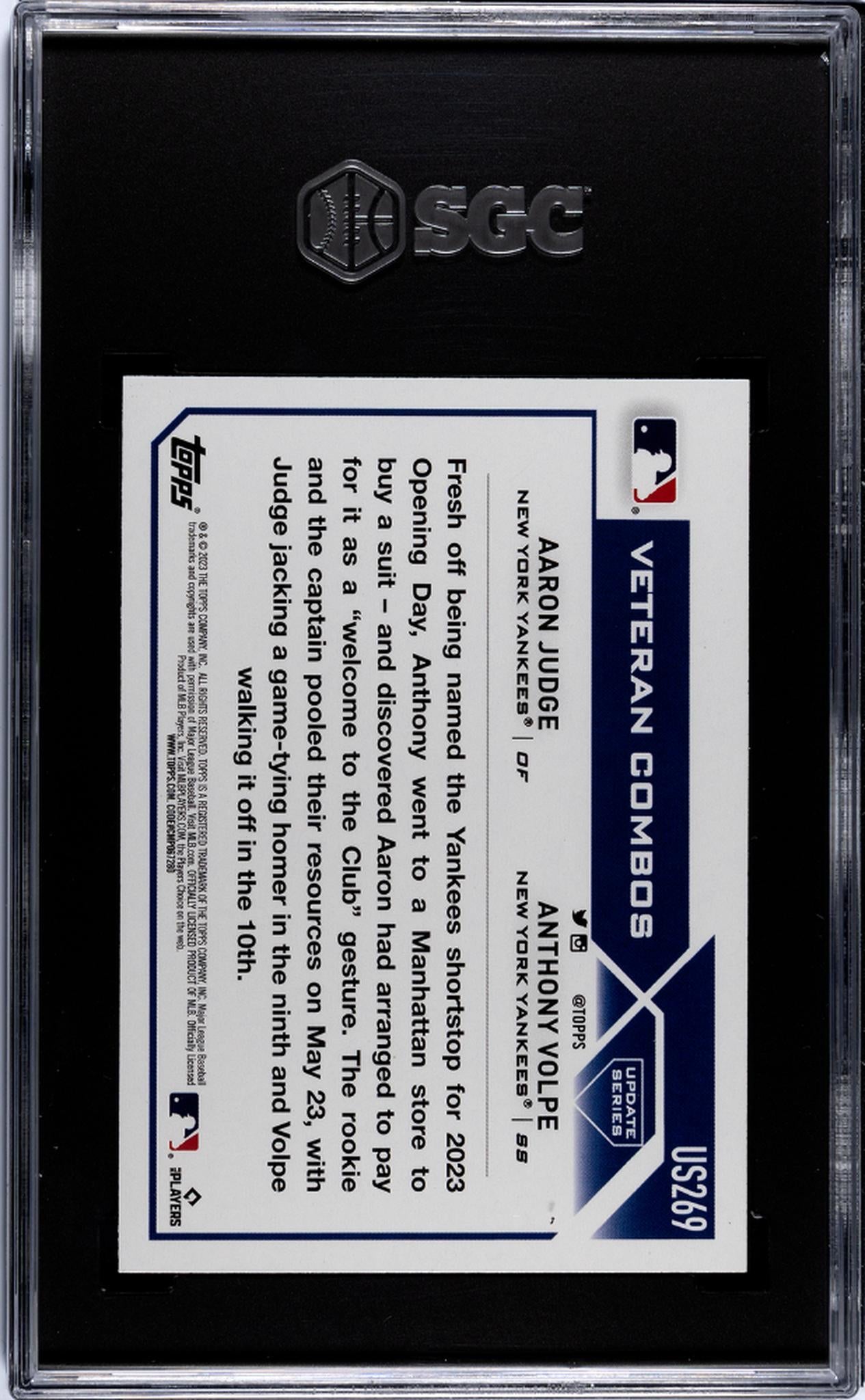 2023 Topps Update Veteran Combos Anthony Volpe/Aaron Judge #US269 SGC 9.5