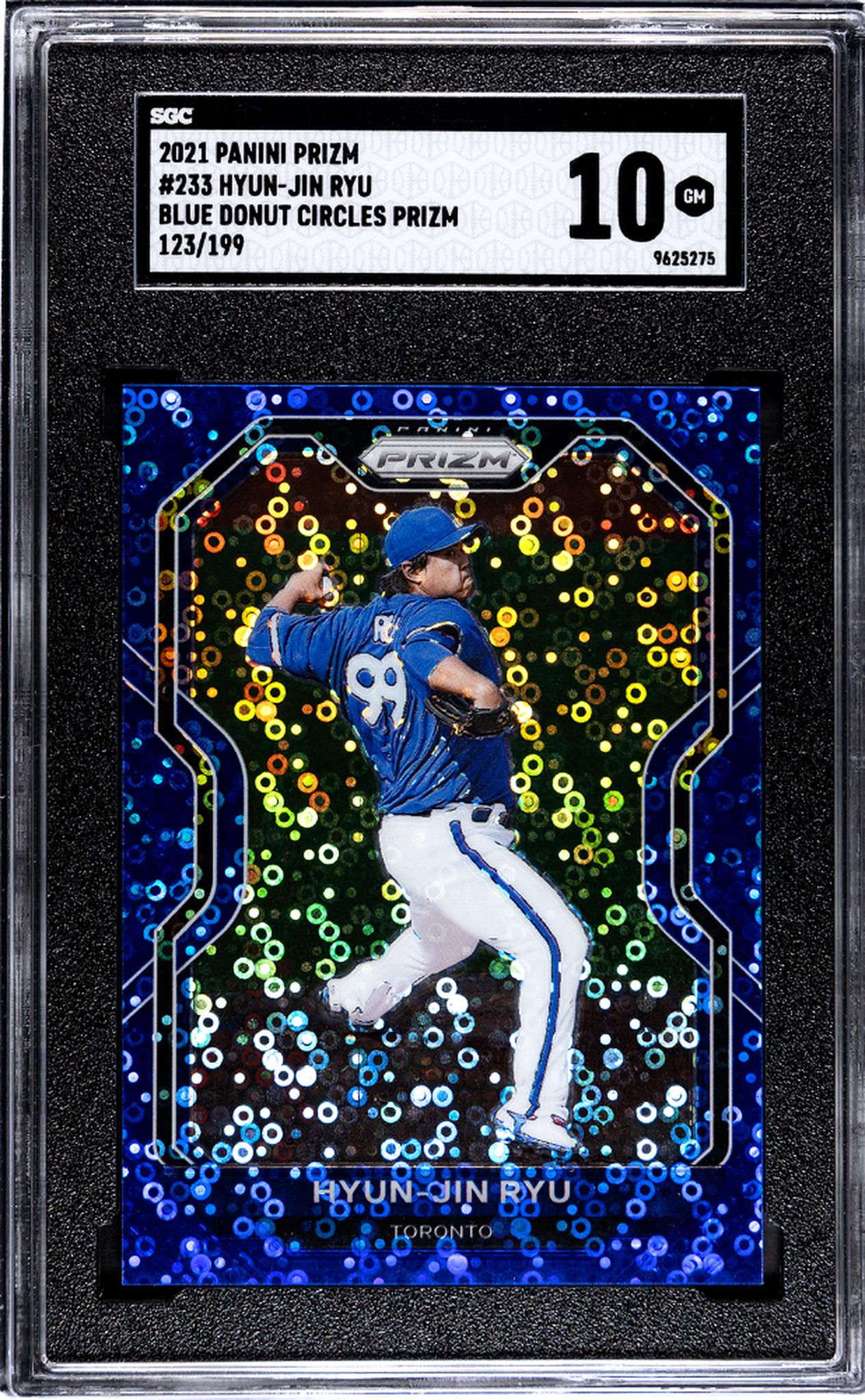 2021 Panini Prizm #233 Hyun-Jin Ryu Blue Donut Circles Prizm 123/199 SGC 10