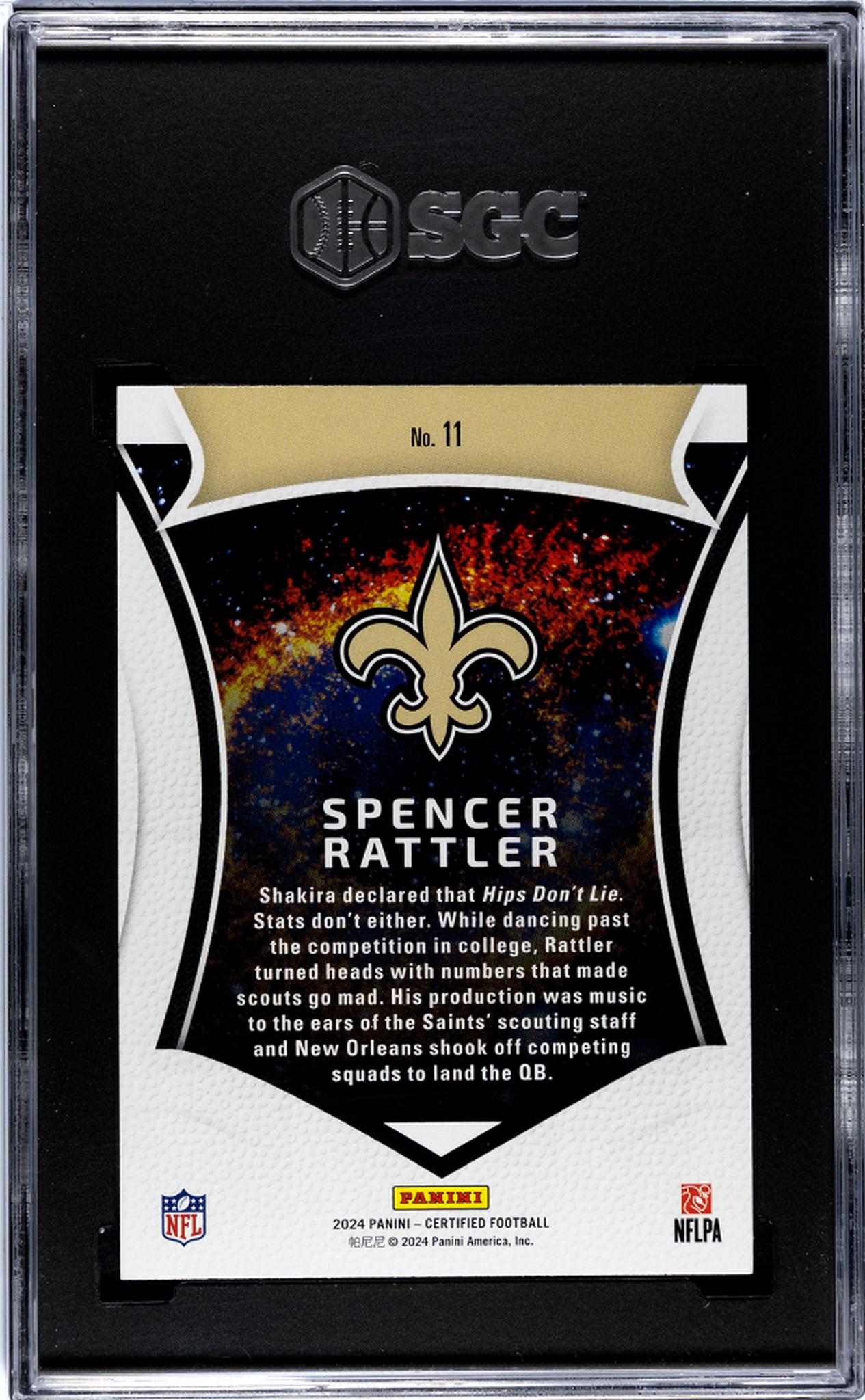 2024 Panini Certified #11 Spencer Rattler Certified Rookies SGC 9.5