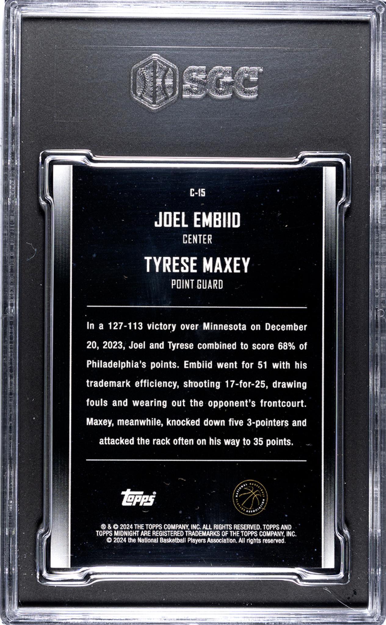 2023-24 Topps Midnight #C-15 Embiid/Maxey Constellations SGC 9