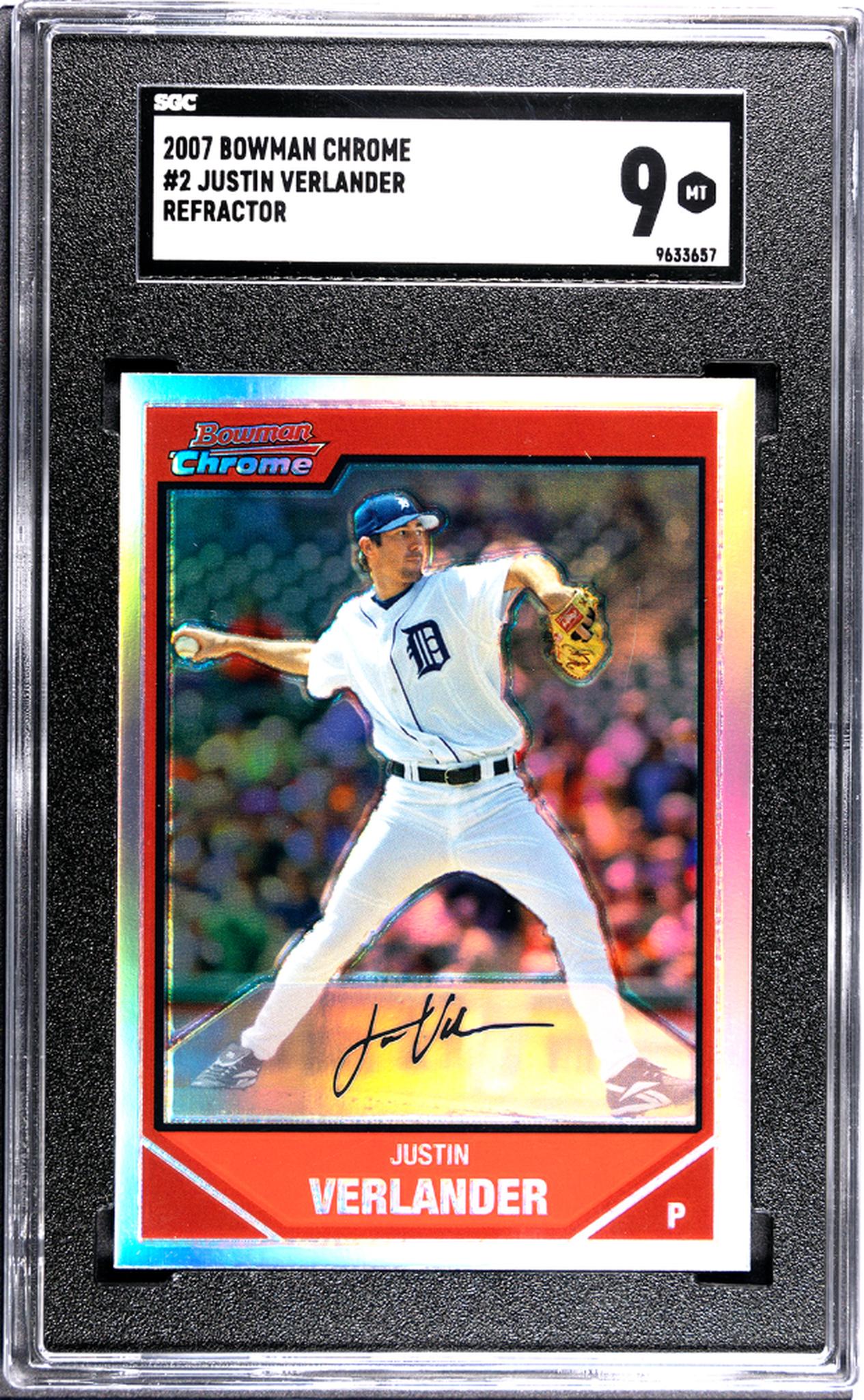 2007 Bowman Chrome Justin Verlander Refractor #2 SGC 9