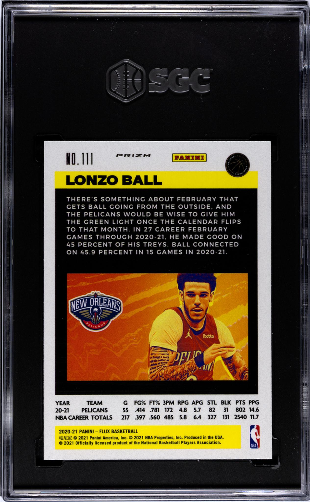 2020-21 Panini Flux Pulsar Lonzo Ball #111 SGC 10