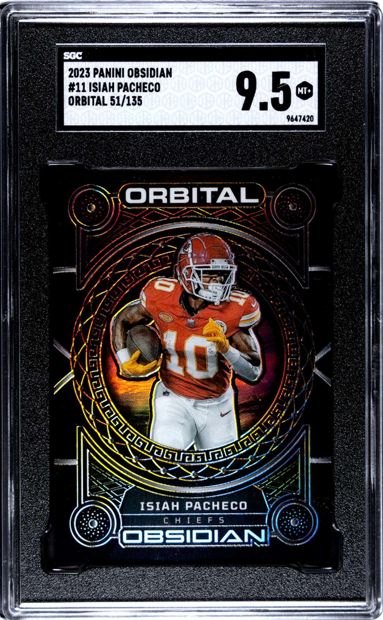 2023 Obsidian #11 Isiah Pacheco Orbital /135 SGC 9.5