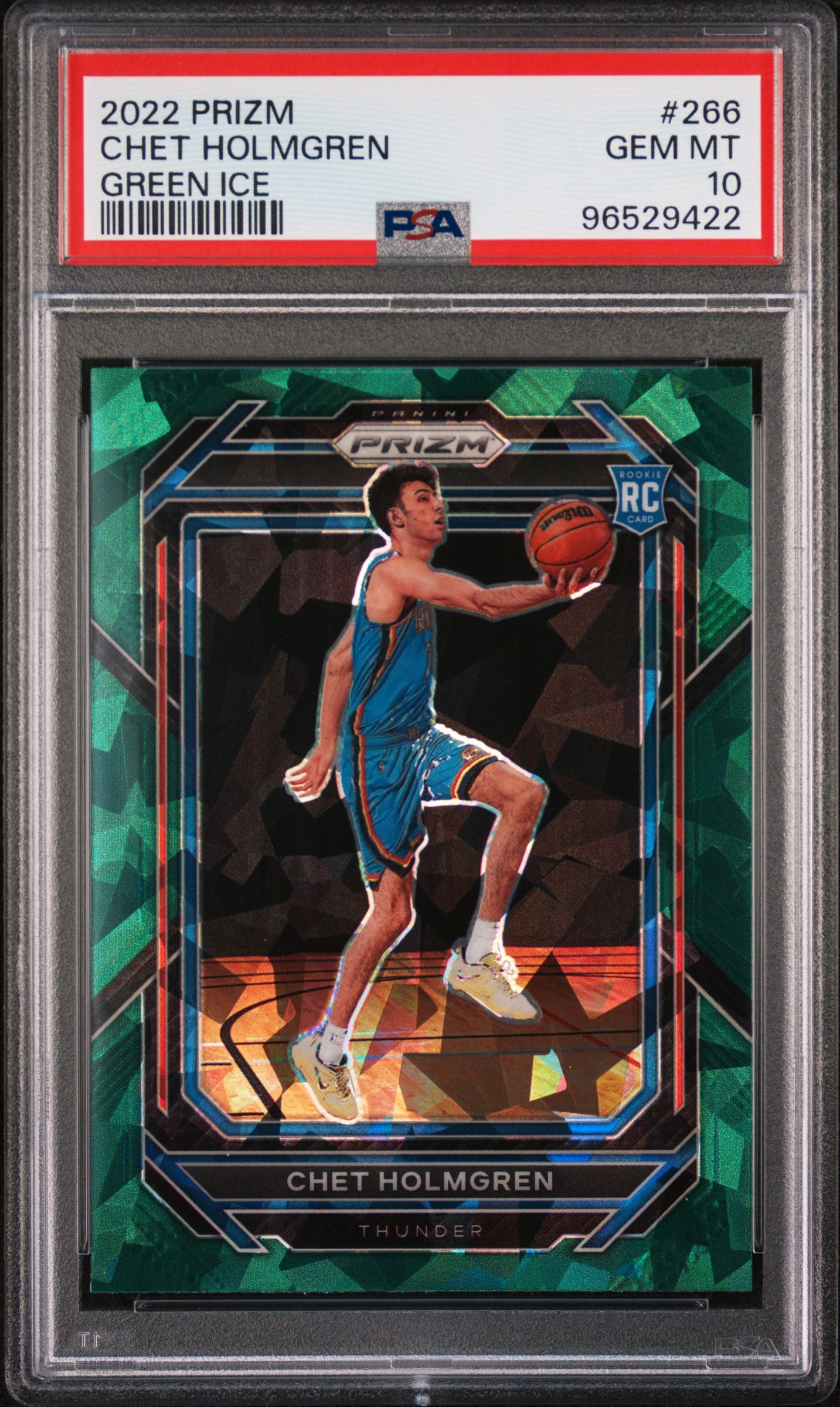 2022 Panini Prizm #266 Chet Holmgren Green Ice Prizm PSA 10