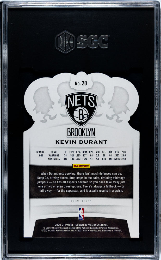 2020 Crown Royale #20 Kevin Durant Lucky Envelopes 8/8 SGC 10
