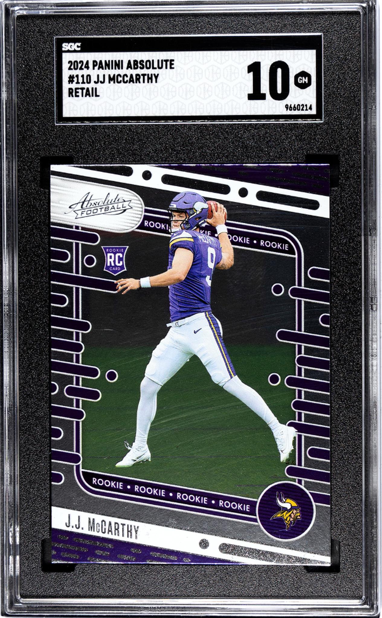 2024 Panini Absolute Football Retail J.J. McCarthy #110 RC SGC 10
